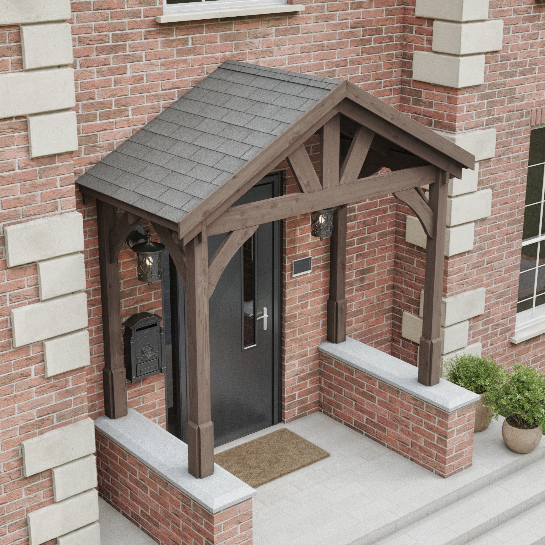 Felt Shingle Roof Porch - Rustic Brown - 1.22m Depth x 2.4m Width