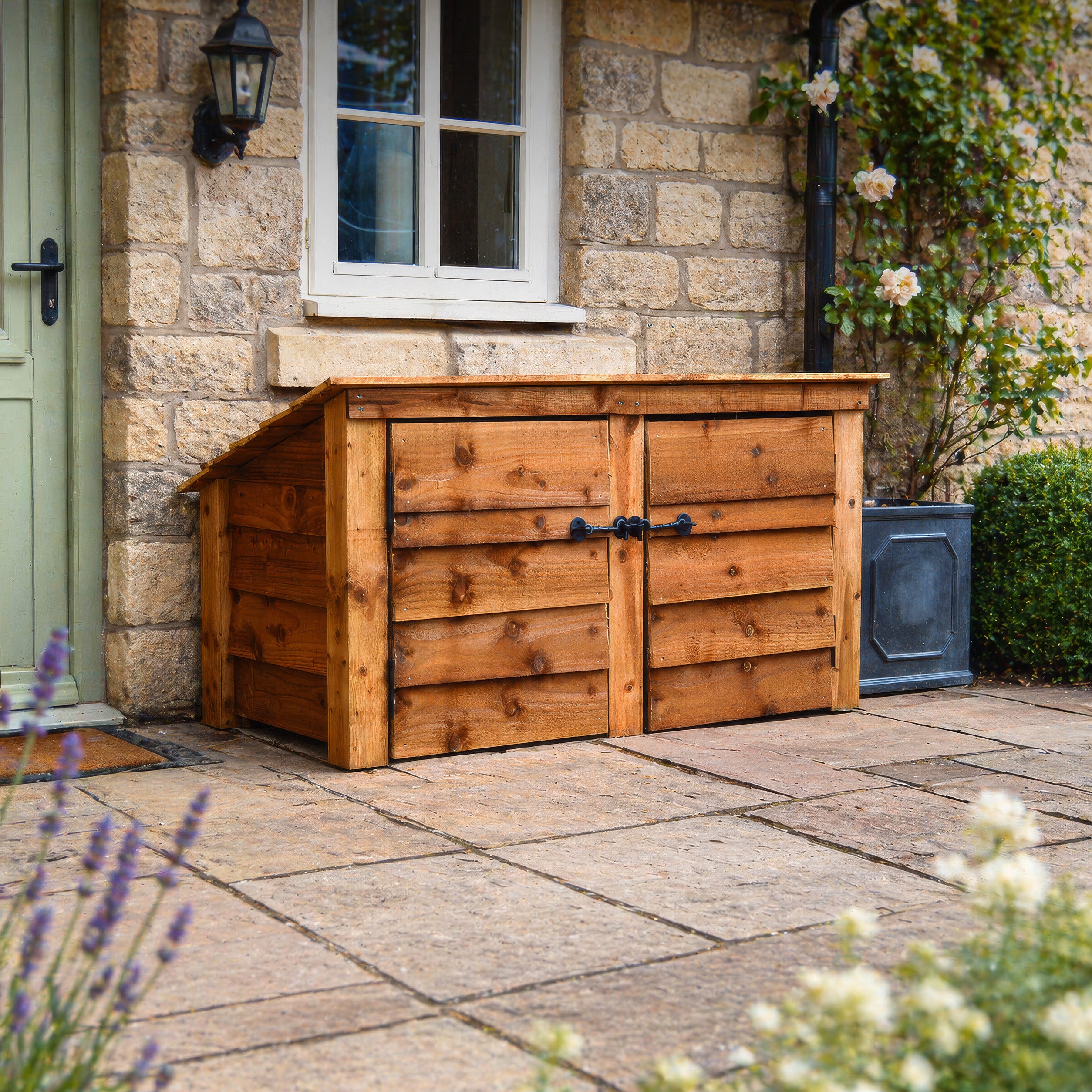 Langham Major Log Store - Rustic Brown - Solid Panels