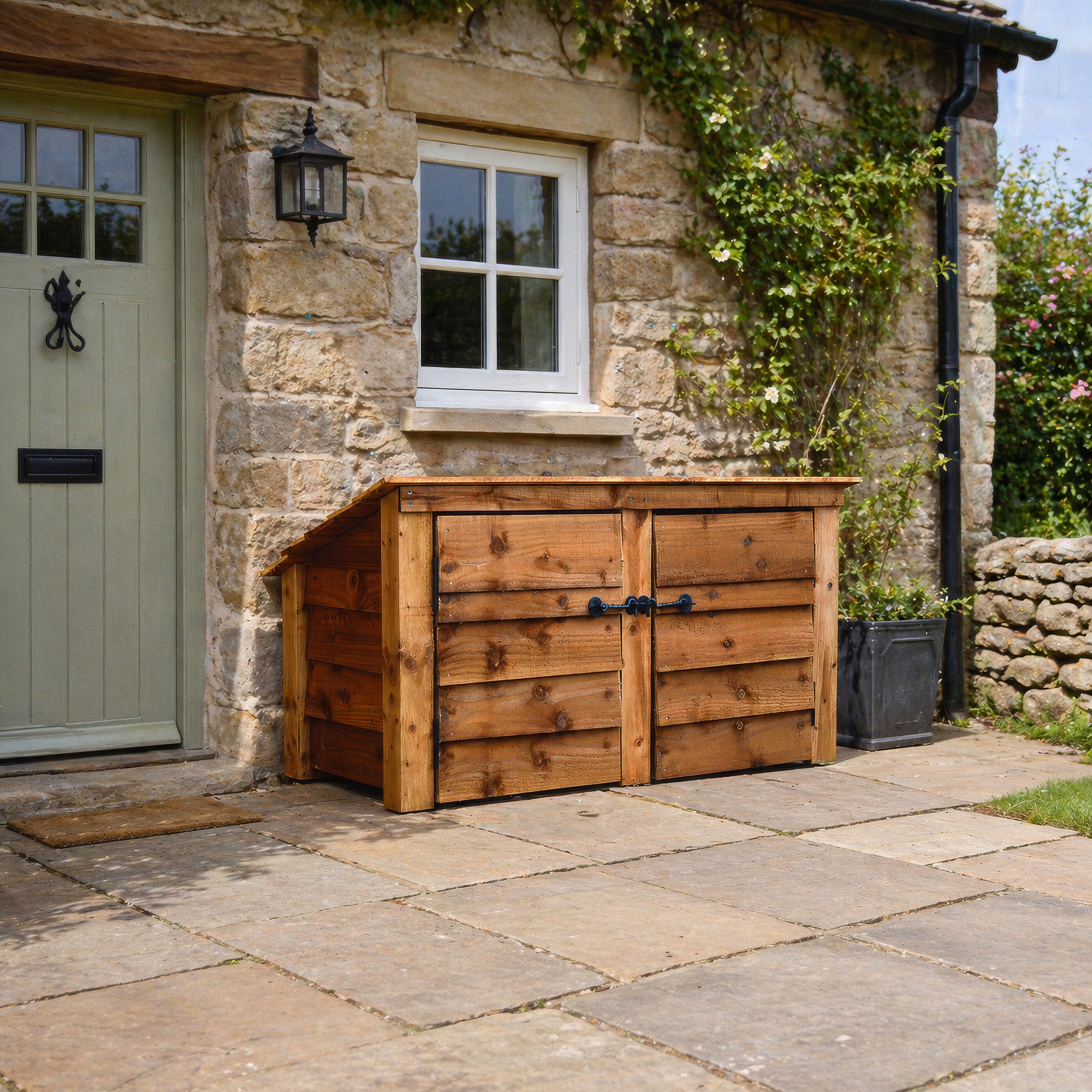 Langham Major Log Store - Rustic Brown - Solid Panels