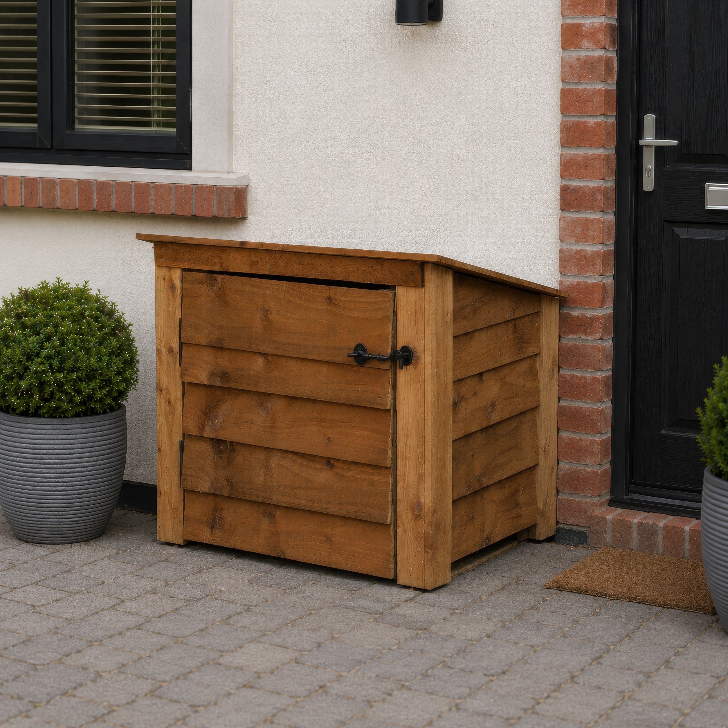 Langham Minor Log Store - Rustic Brown - Solid Panels