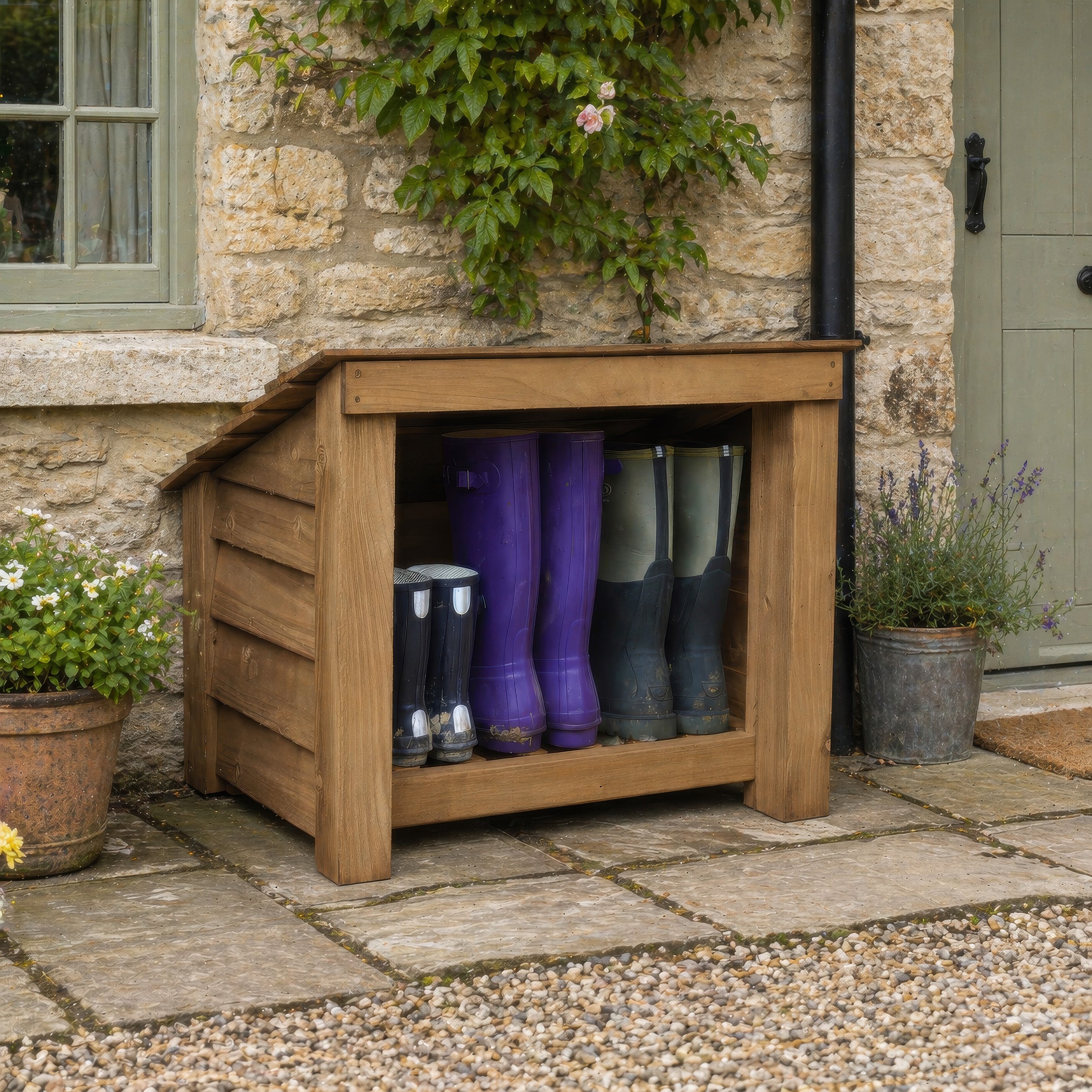Langham Minor Boot Store - Rustic Brown - Slatted Base