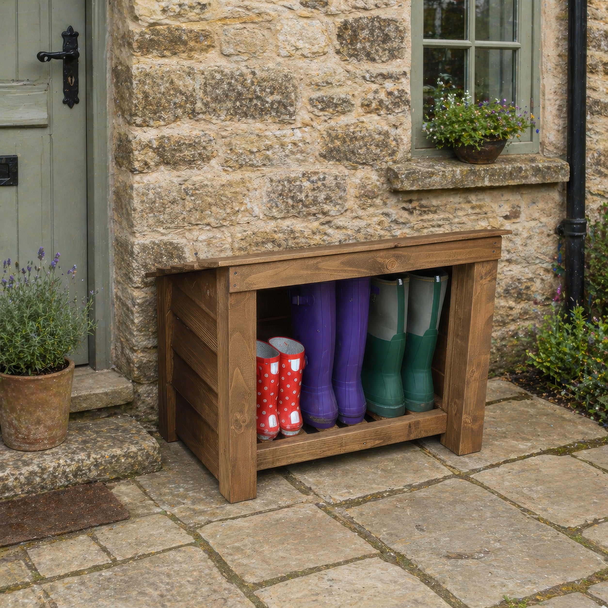 Langham Minor Boot Store - Rustic Brown - Slatted Base
