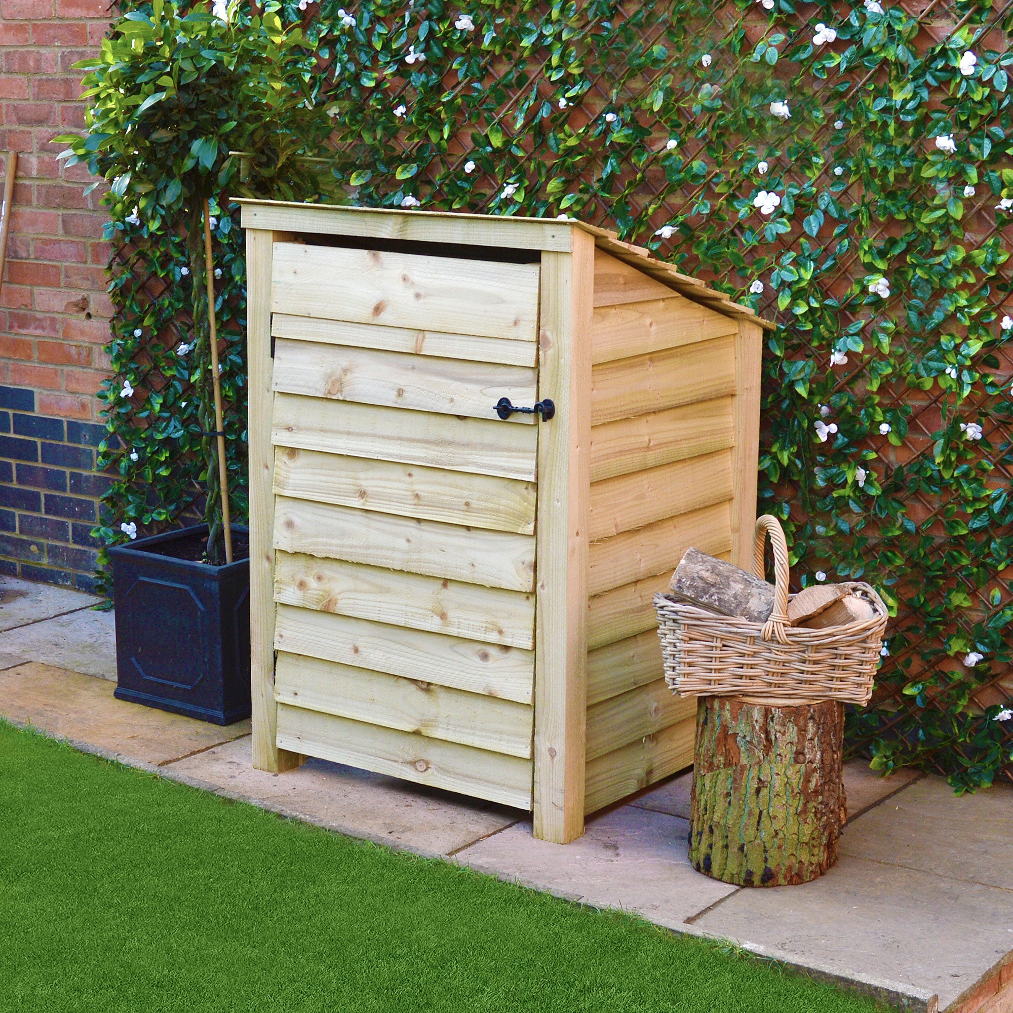 Burley Log Store - Light Green - Solid Panels - 3ft Wide x 4ft Tall