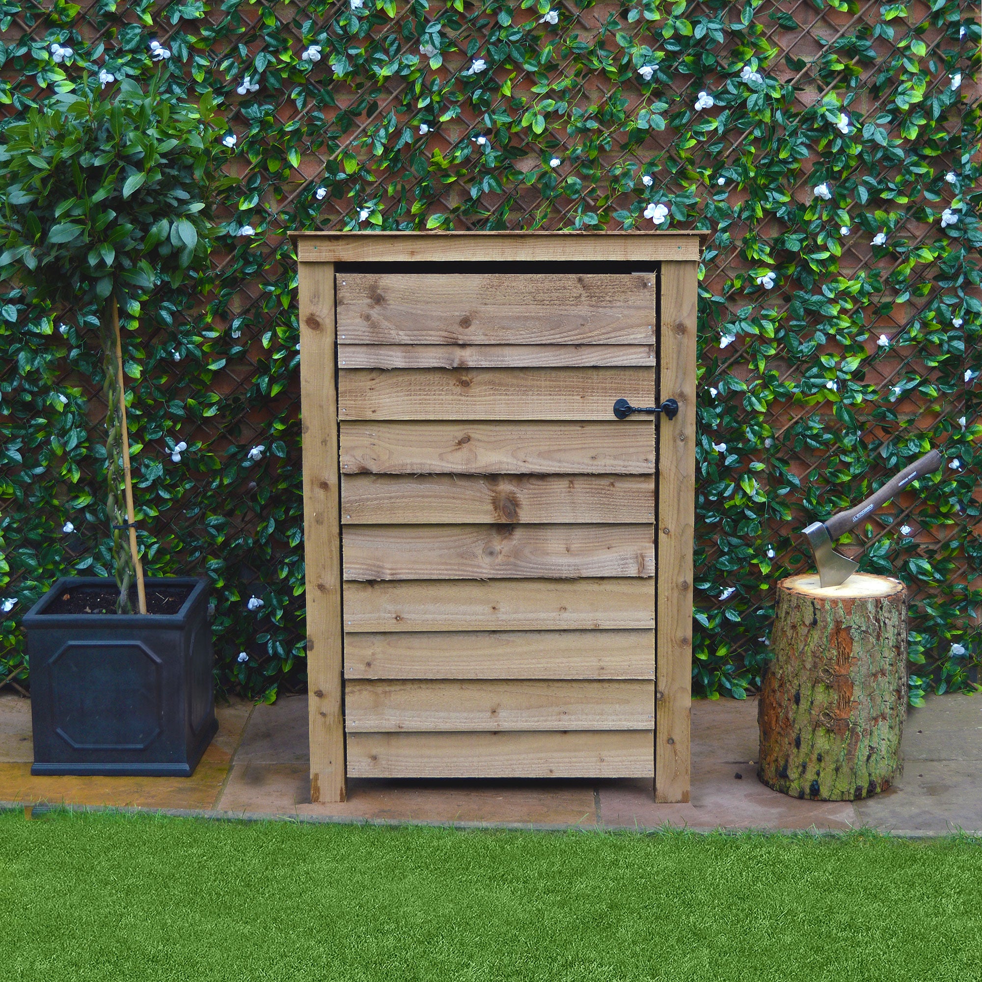 Burley Log Store - Rustic Brown - Solid Panels - 3ft Wide x 4ft Tall