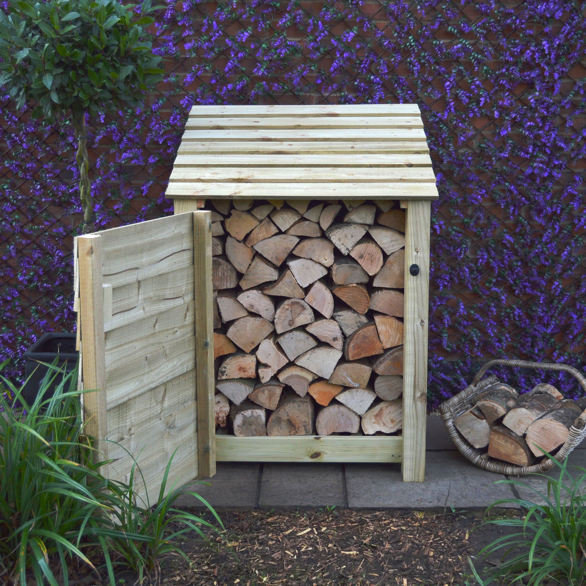 Burley Log Store - Light Green - Solid Panels - 3ft Wide x 4ft Tall