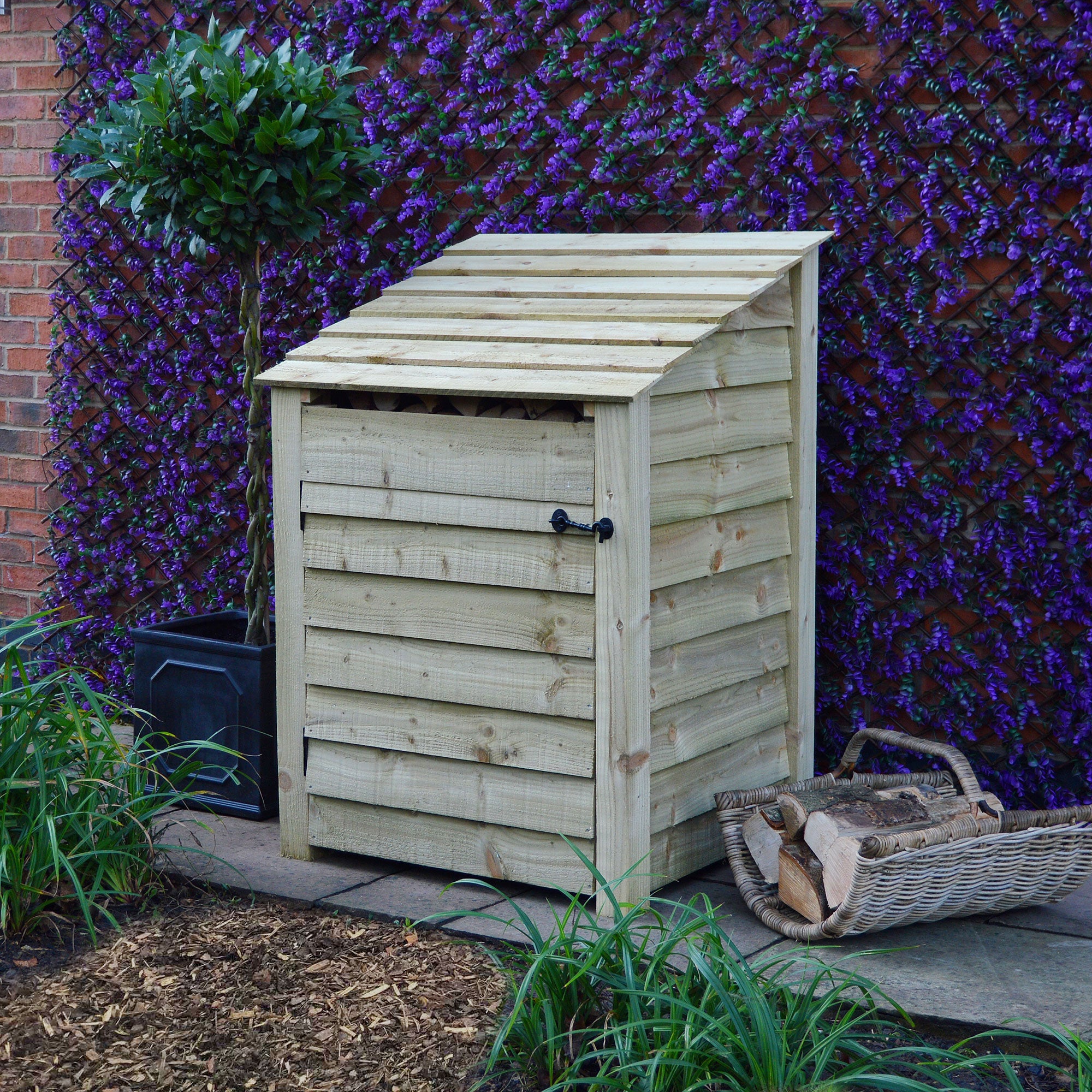 Burley Log Store - Light Green - Solid Panels - 3ft Wide x 4ft Tall