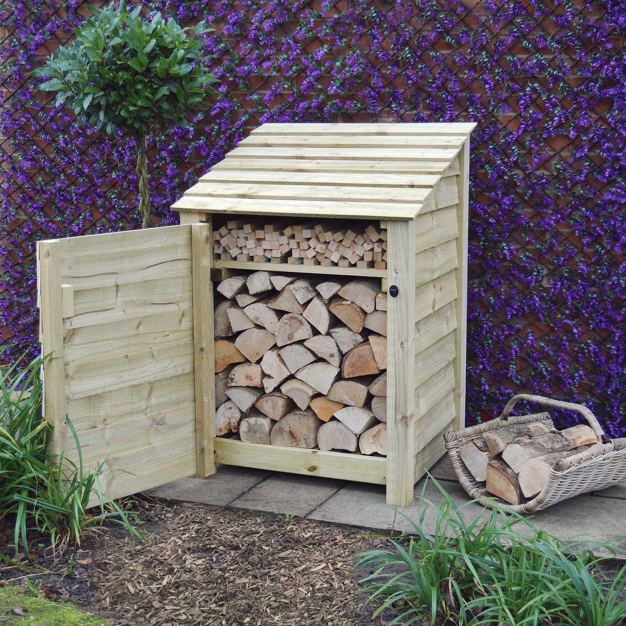 Burley Log Store - Light Green - Solid Panels - 3ft Wide x 4ft Tall