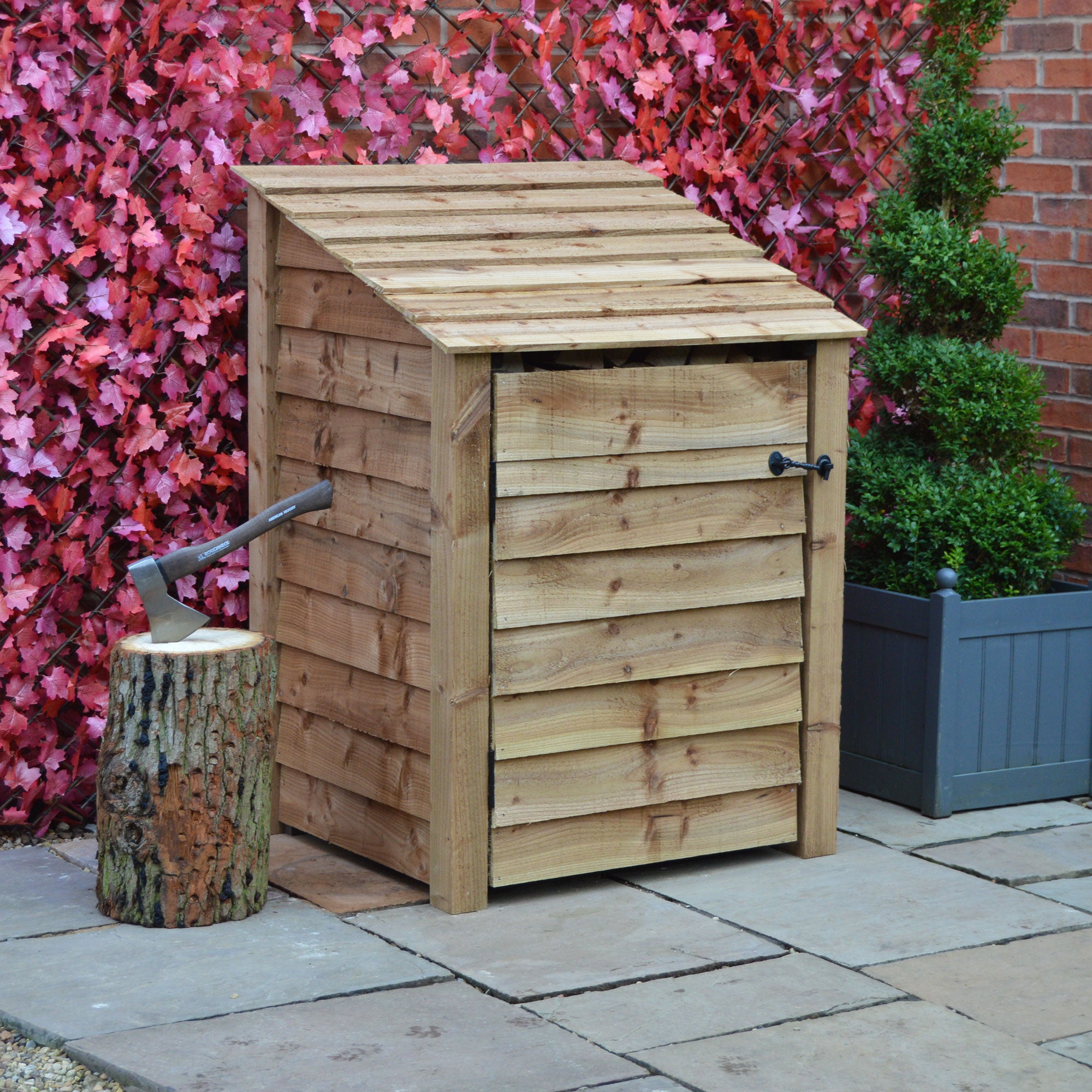 Burley Log Store - Rustic Brown - Solid Panels - 3ft Wide x 4ft Tall