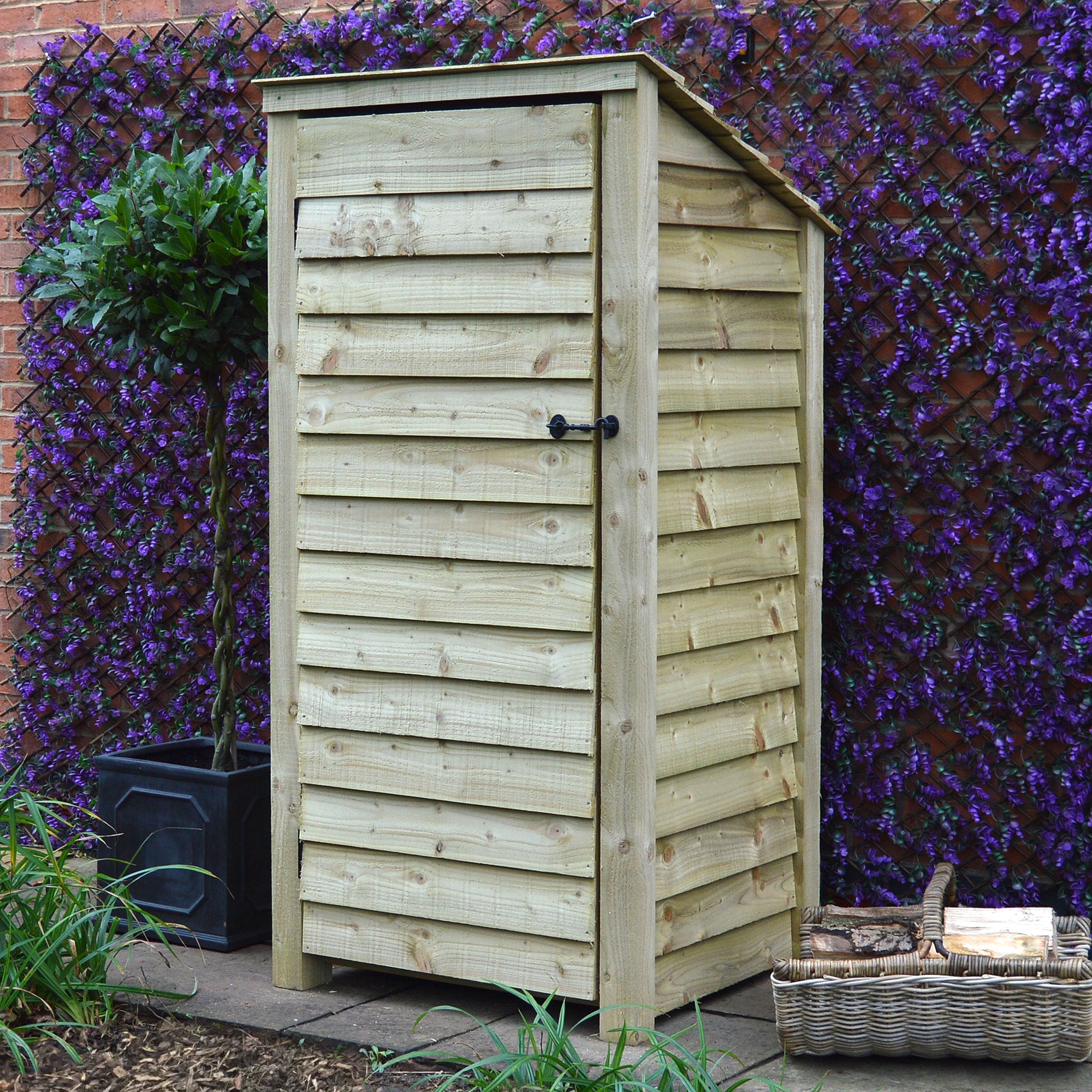 Burley Log Store - Light Green - Solid Panels - 3ft Wide x 6ft Tall