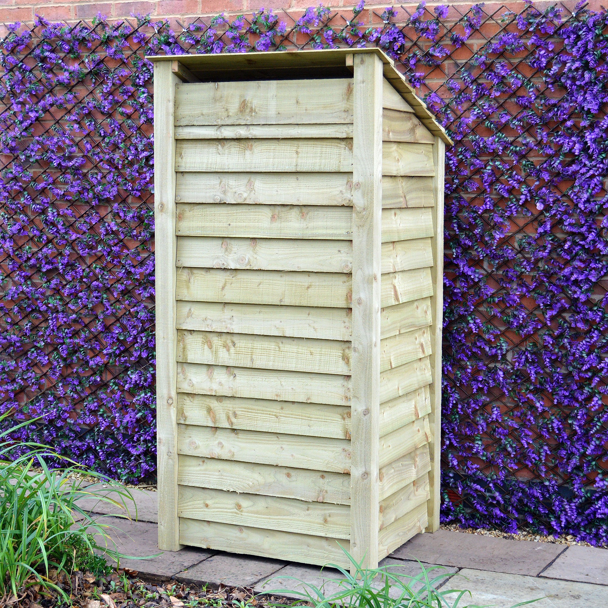 Burley Log Store - Light Green - Solid Panels - 3ft Wide x 6ft Tall
