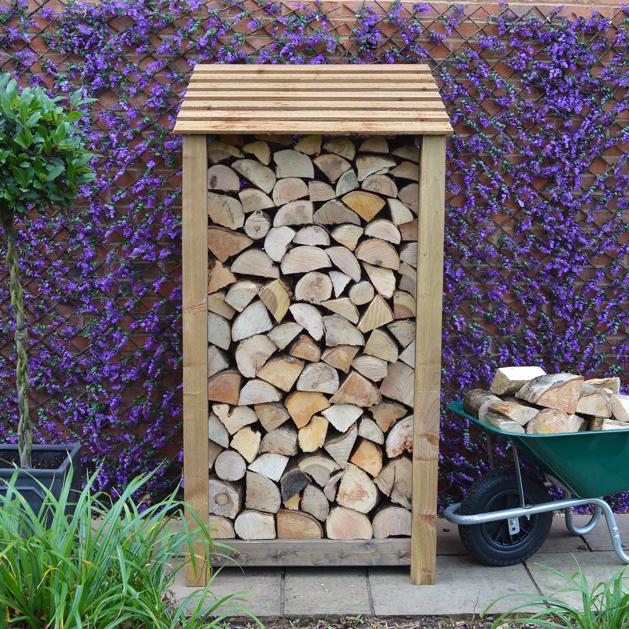 Burley Log Store - Rustic Brown - Slatted Panels - 3ft Wide x 6ft Tall