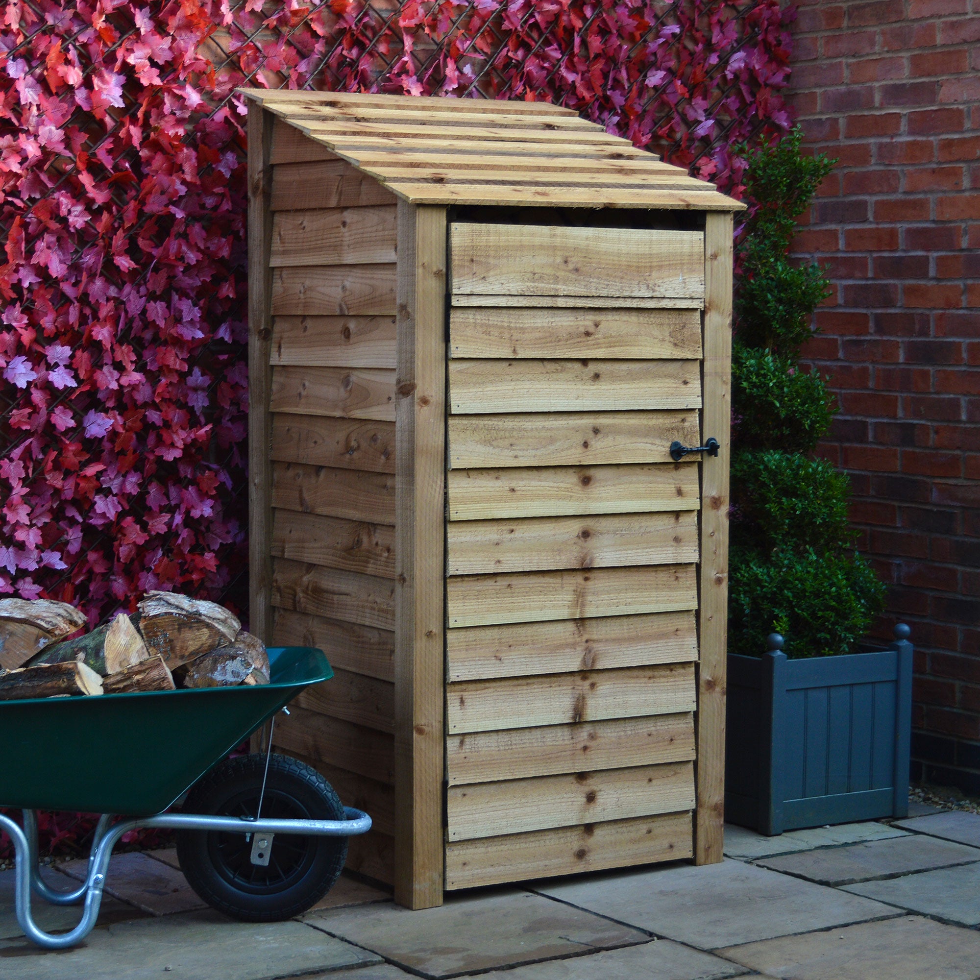 Burley Log Store - Rustic Brown - Solid Panels - 3ft Wide x 6ft Tall