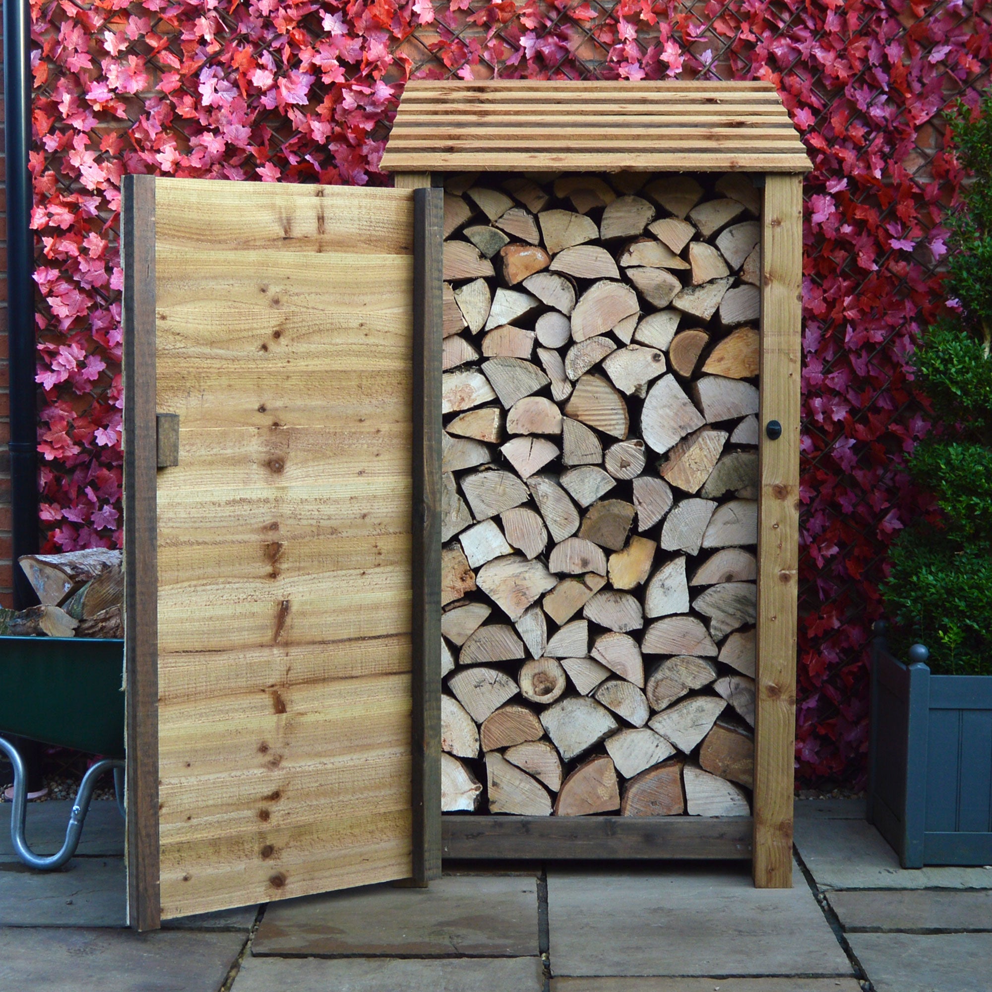 Burley Log Store - Rustic Brown - Solid Panels - 3ft Wide x 6ft Tall
