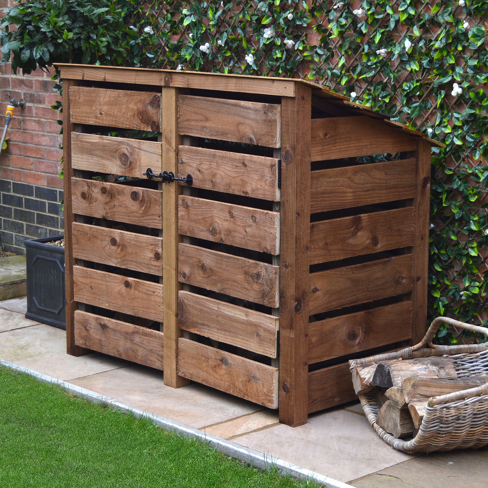 Cottesmore Log Store - Rustic Brown - Slatted Panels - 5ft Wide x 4ft Tall