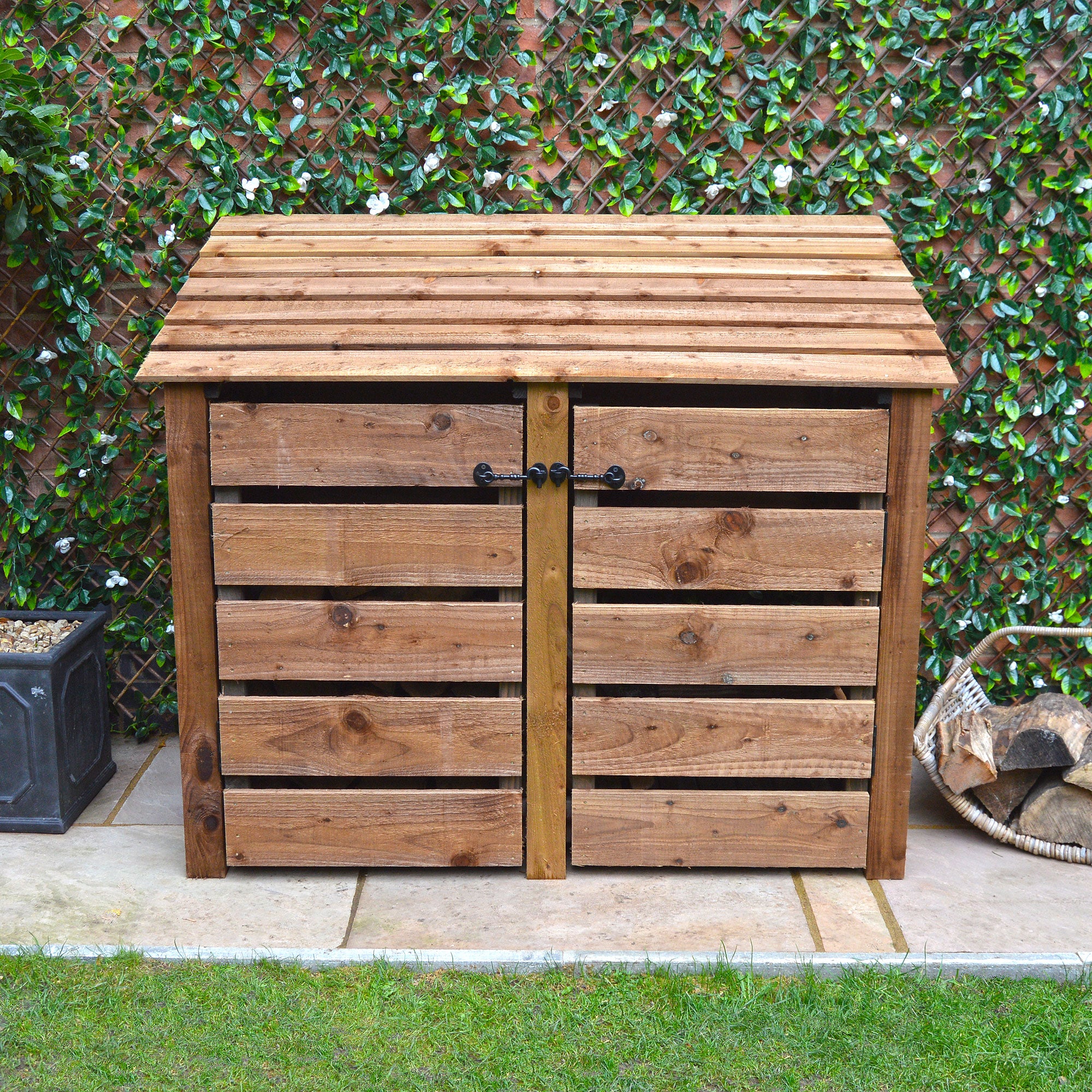 Cottesmore Log Store - Rustic Brown - Slatted Panels - 5ft Wide x 4ft Tall