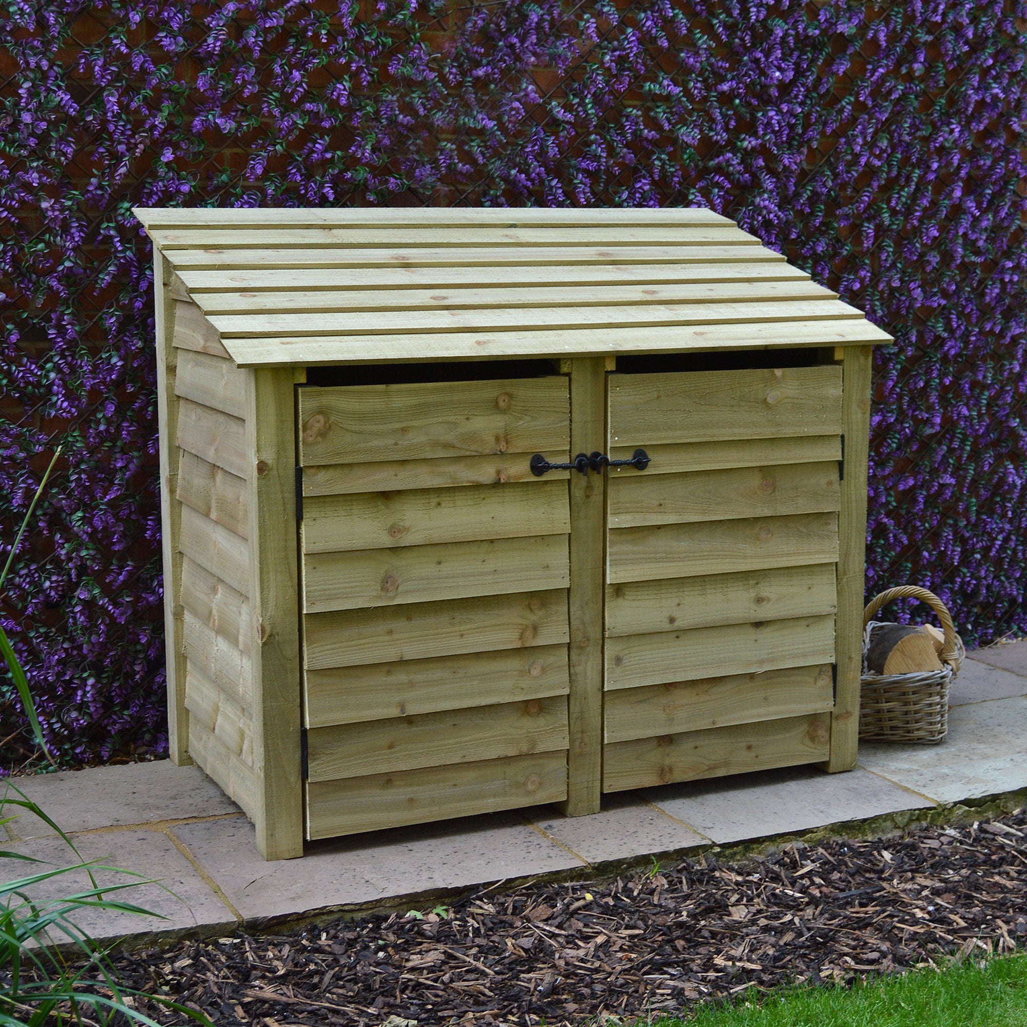 Cottesmore Log Store - Light Green - Solid Panels - 5ft Wide x 4ft Tall