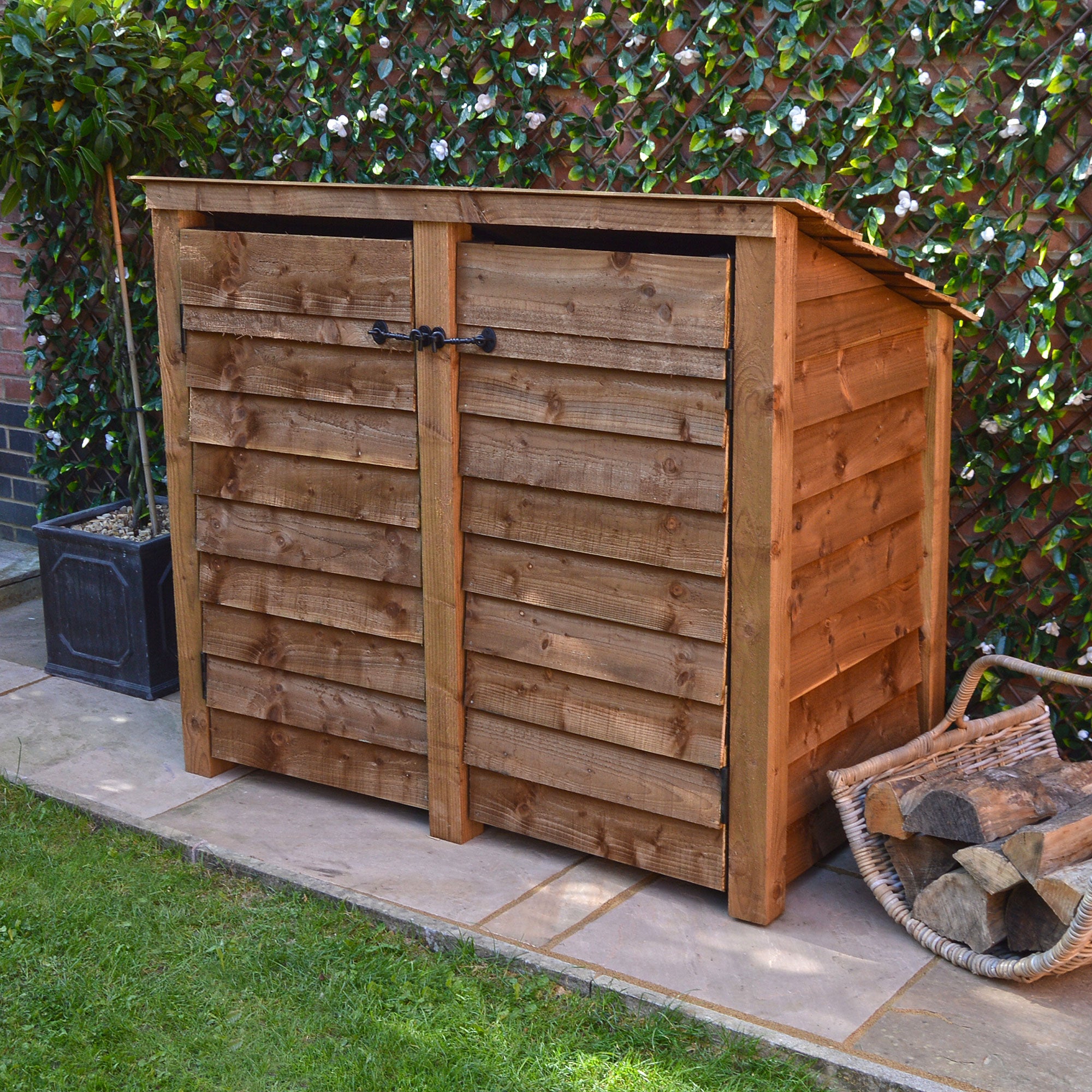 Cottesmore Log Store - Rustic Brown - Solid Panels - 5ft Wide x 4ft Tall