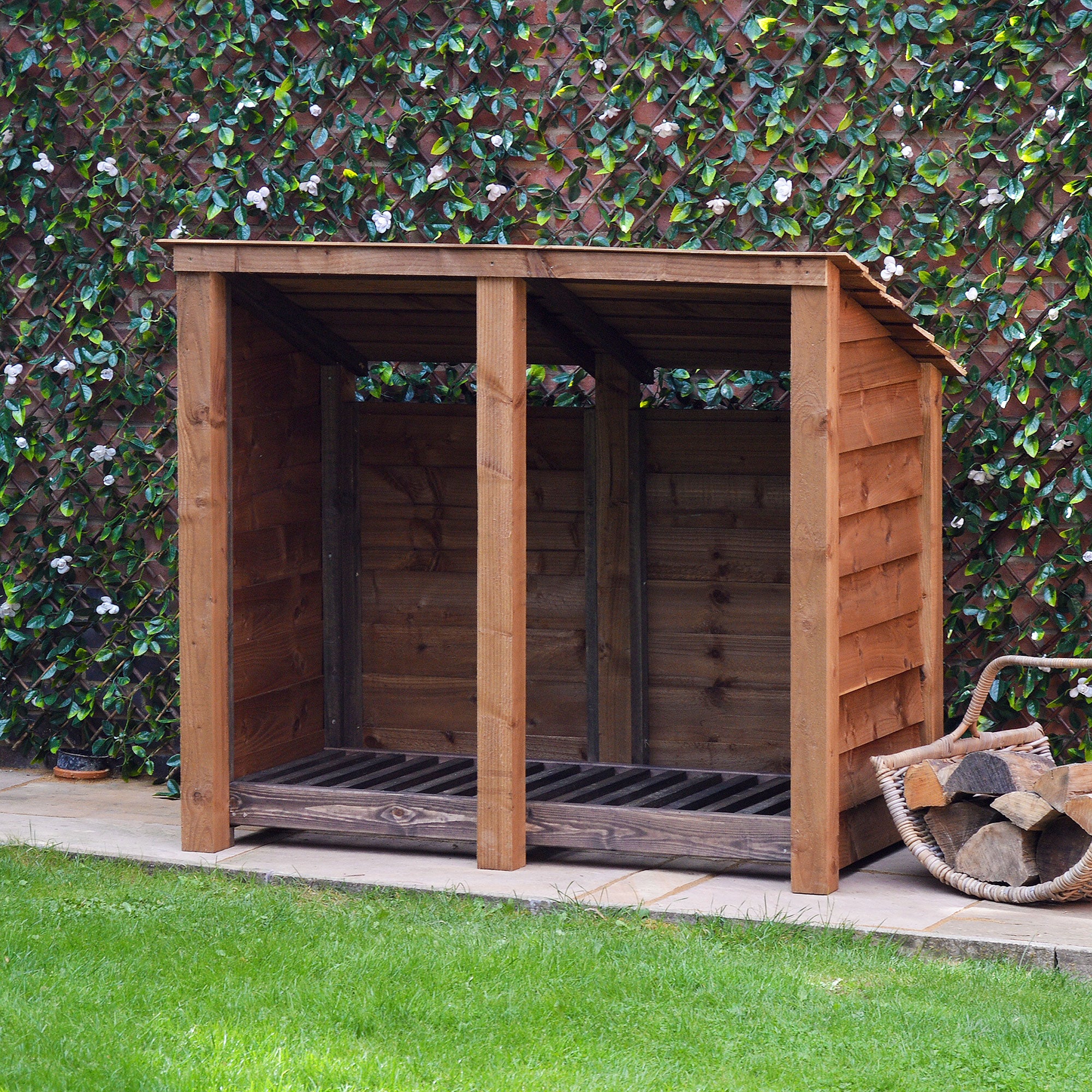 Cottesmore Log Store - Rustic Brown - Solid Panels - 5ft Wide x 4ft Tall