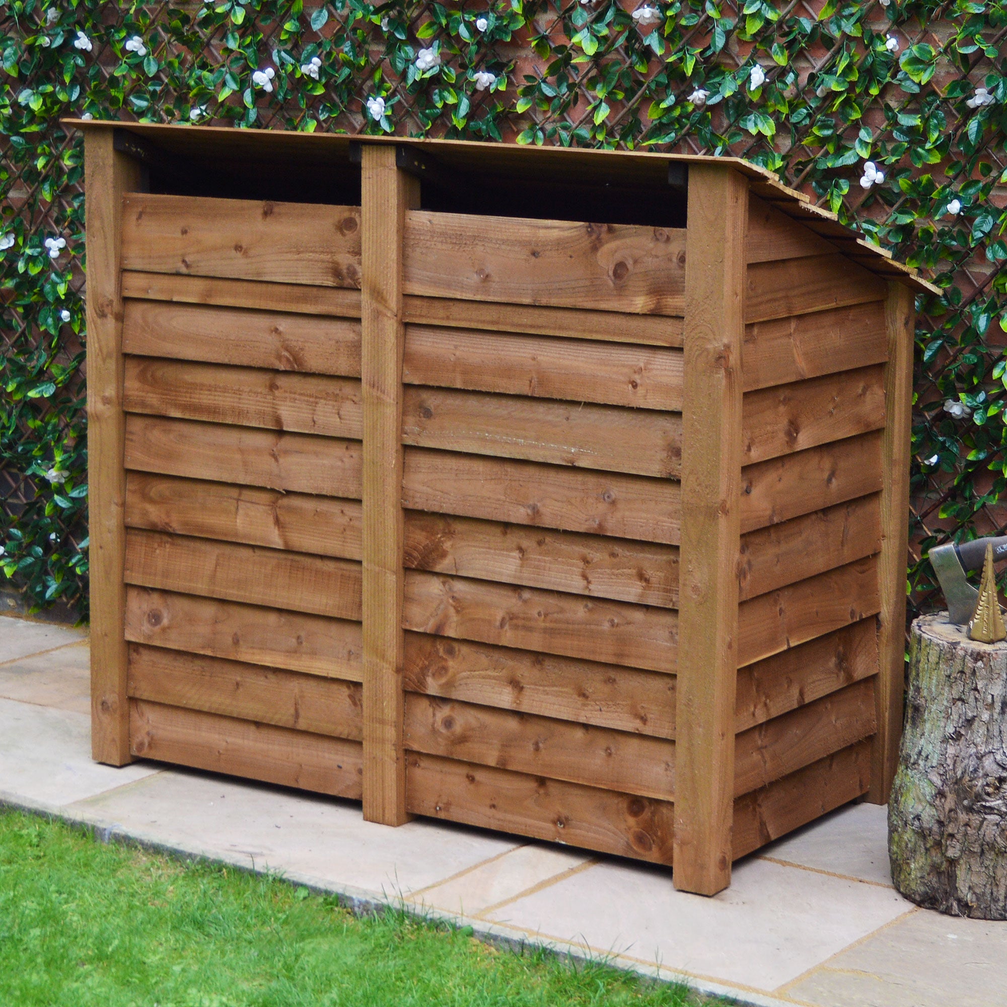 Cottesmore Log Store - Rustic Brown - Solid Panels - 5ft Wide x 4ft Tall