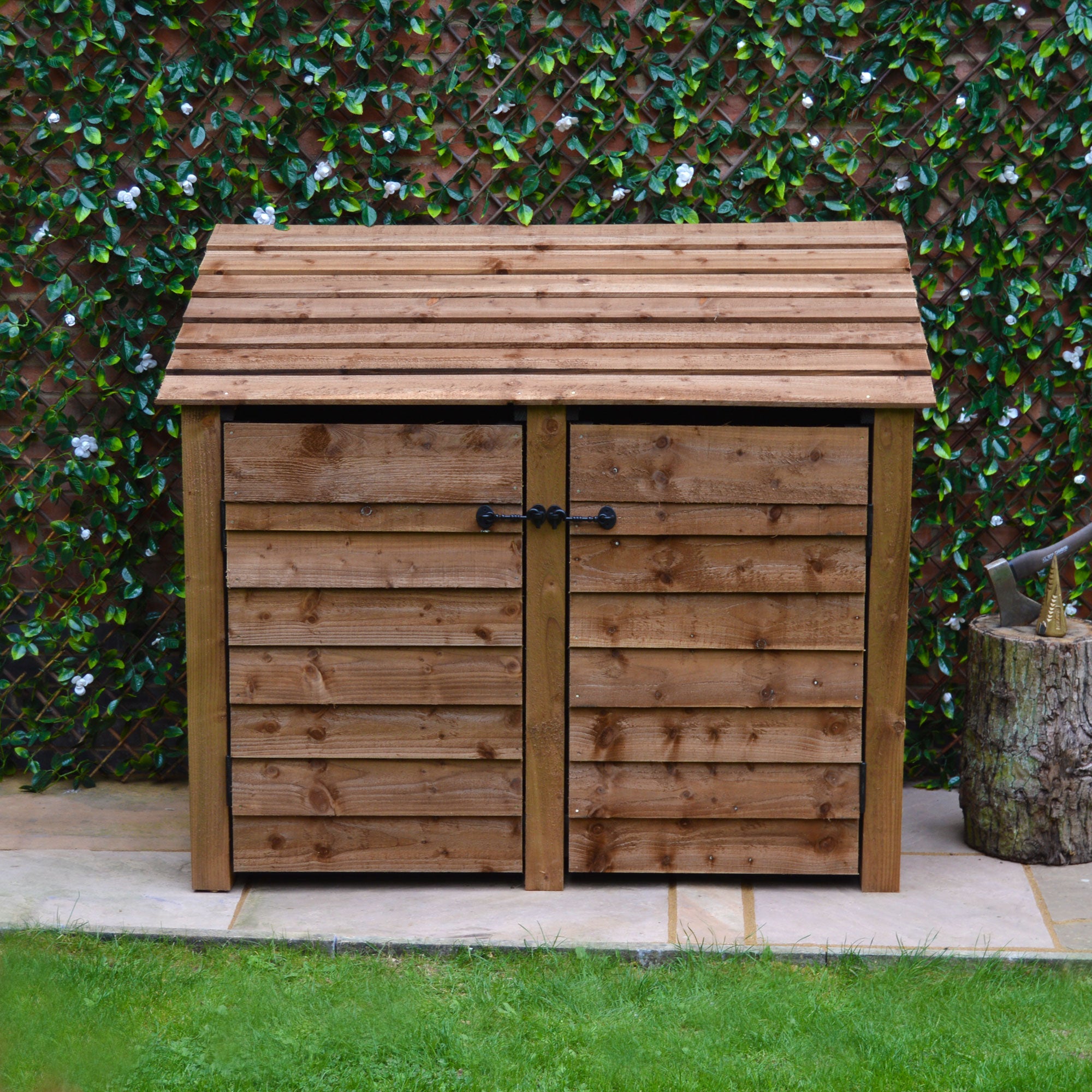 Cottesmore Log Store - Rustic Brown - Solid Panels - 5ft Wide x 4ft Tall - Clearance Grade