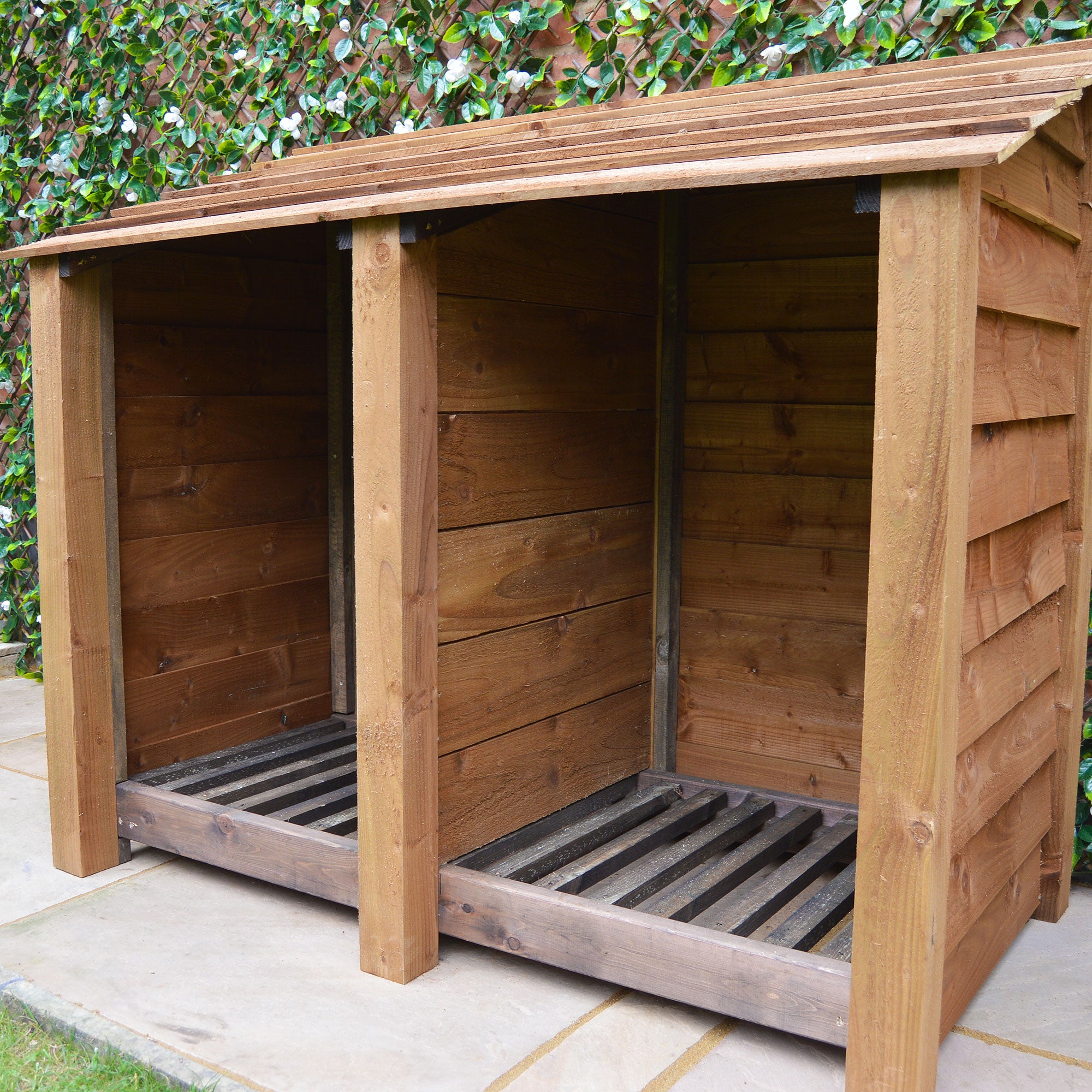Cottesmore Log Store - Rustic Brown - Solid Panels - 5ft Wide x 4ft Tall
