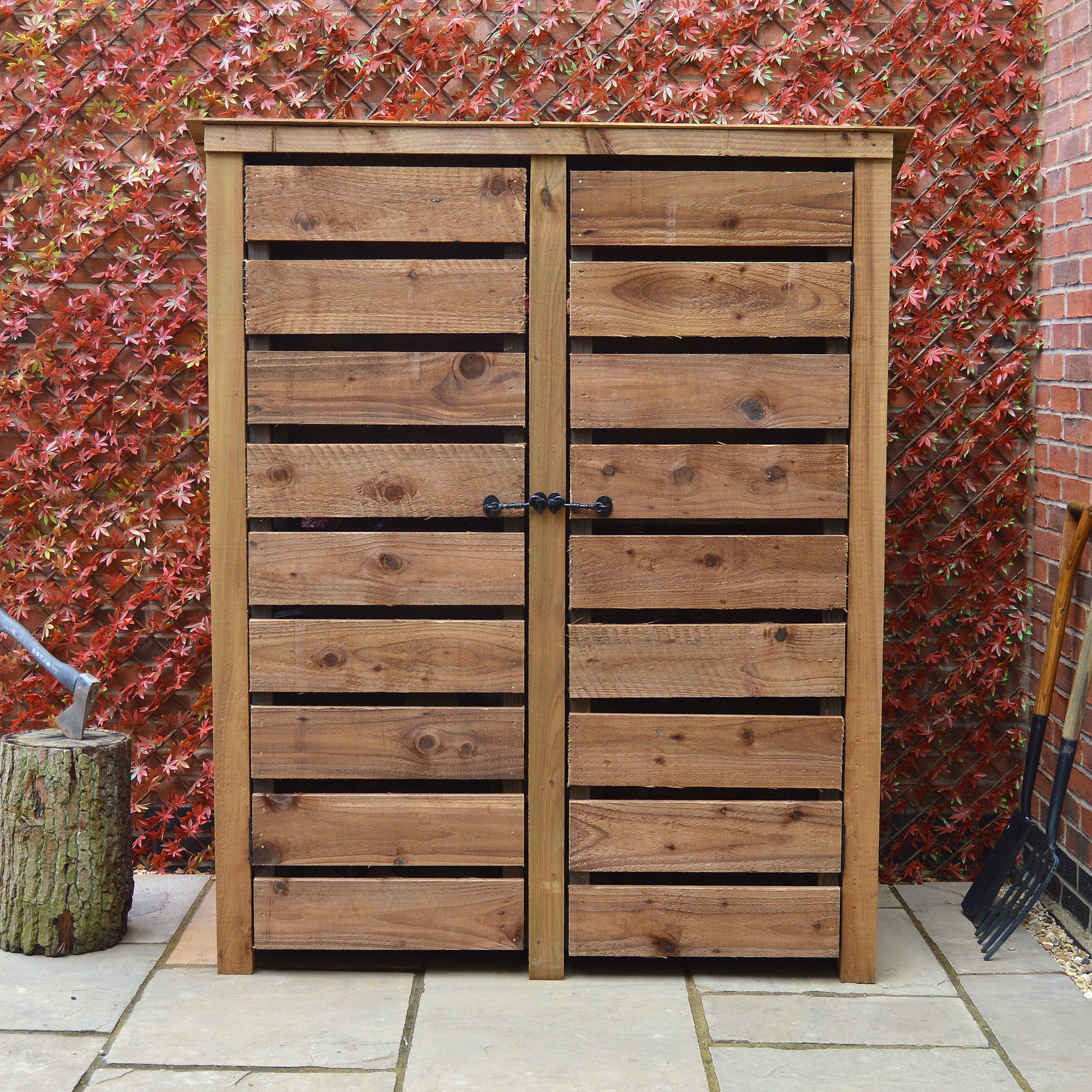 Cottesmore Log Store - Rustic Brown - Slatted Panels - 5ft Wide x 6ft Tall