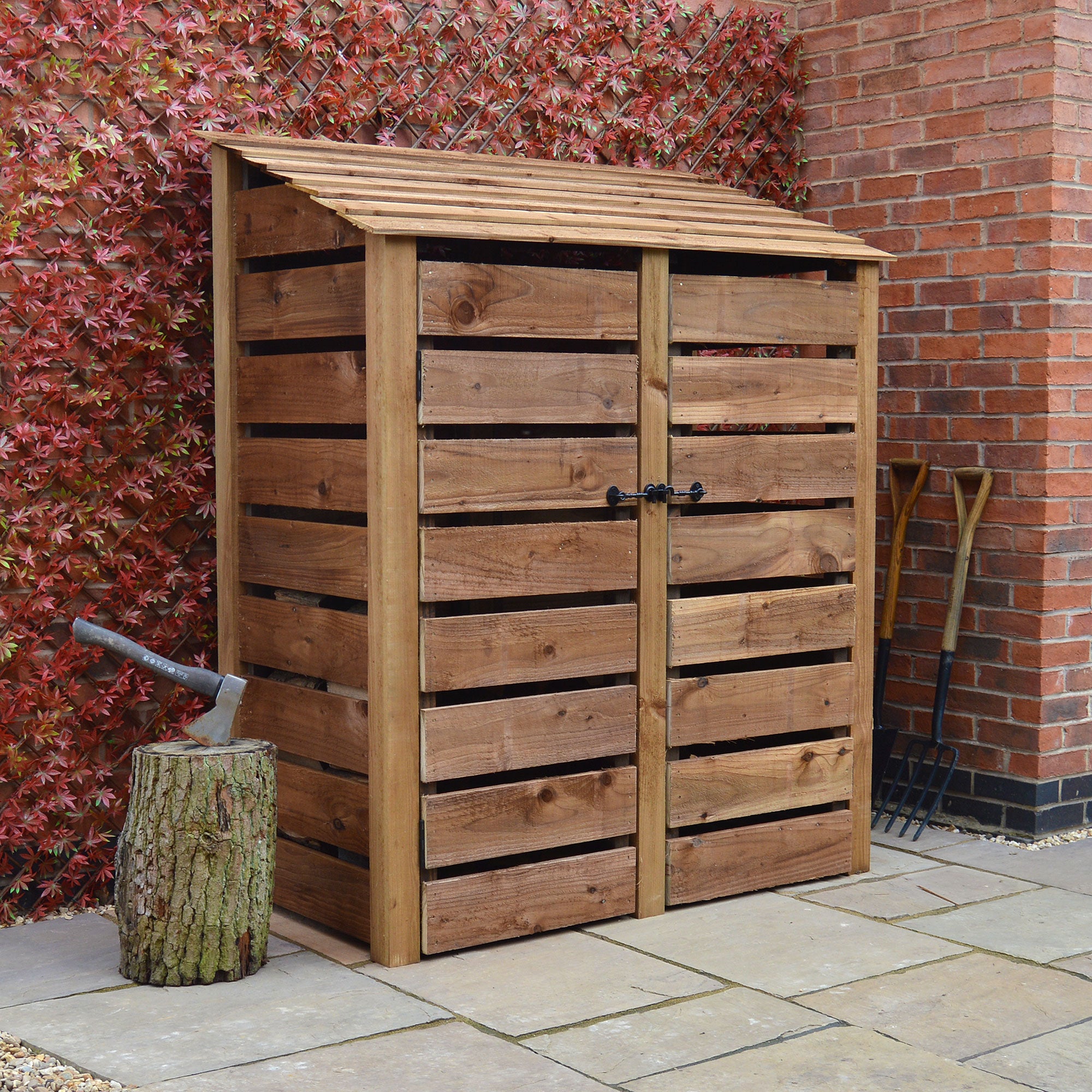 Cottesmore Log Store - Rustic Brown - Slatted Panels - 5ft Wide x 6ft Tall