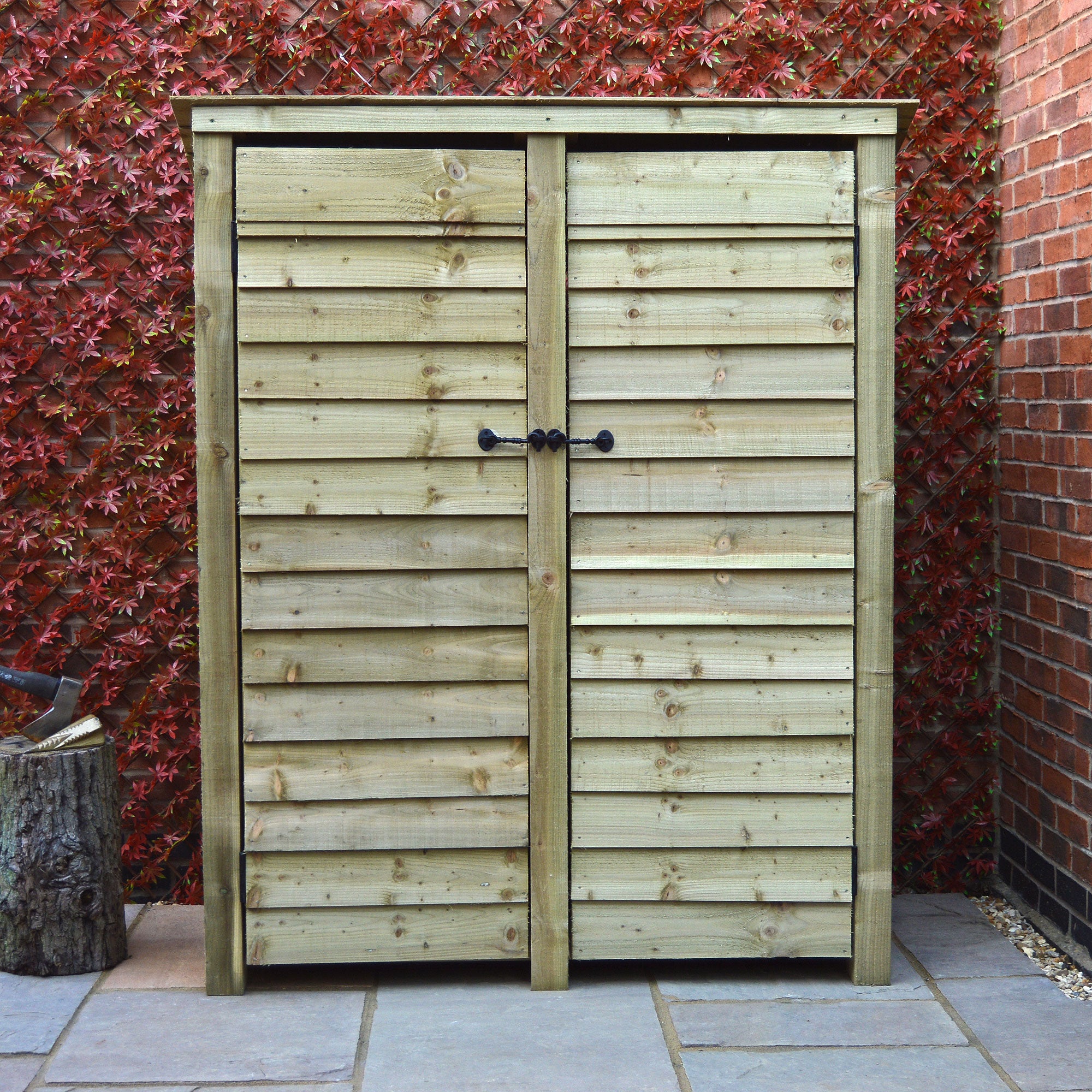 Cottesmore Log Store - Light Green - Solid Panels - 5ft Wide x 6ft Tall - Clearance Grade
