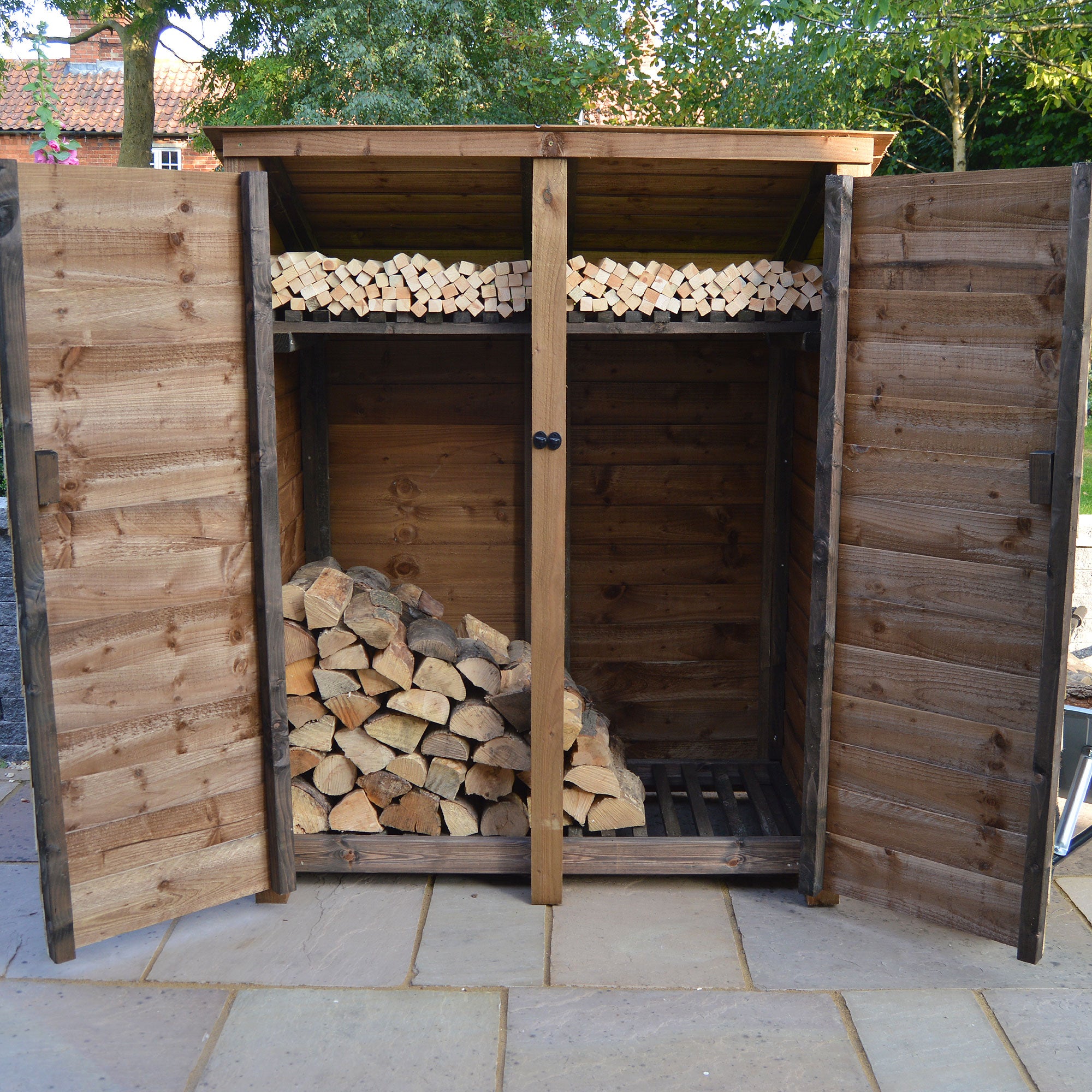 Cottesmore Log Store - Rustic Brown - Solid Panels - 5ft Wide x 6ft Tall