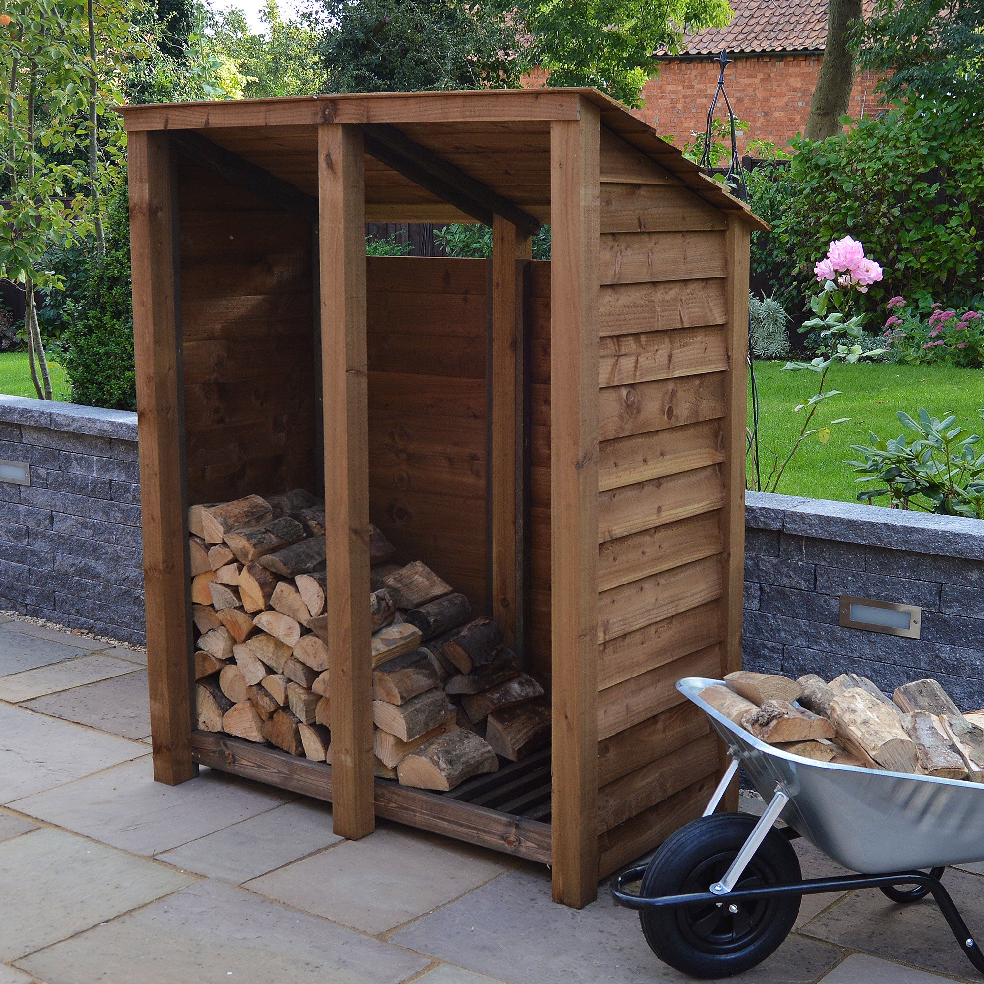 Cottesmore Log Store - Rustic Brown - Solid Panels - 5ft Wide x 6ft Tall