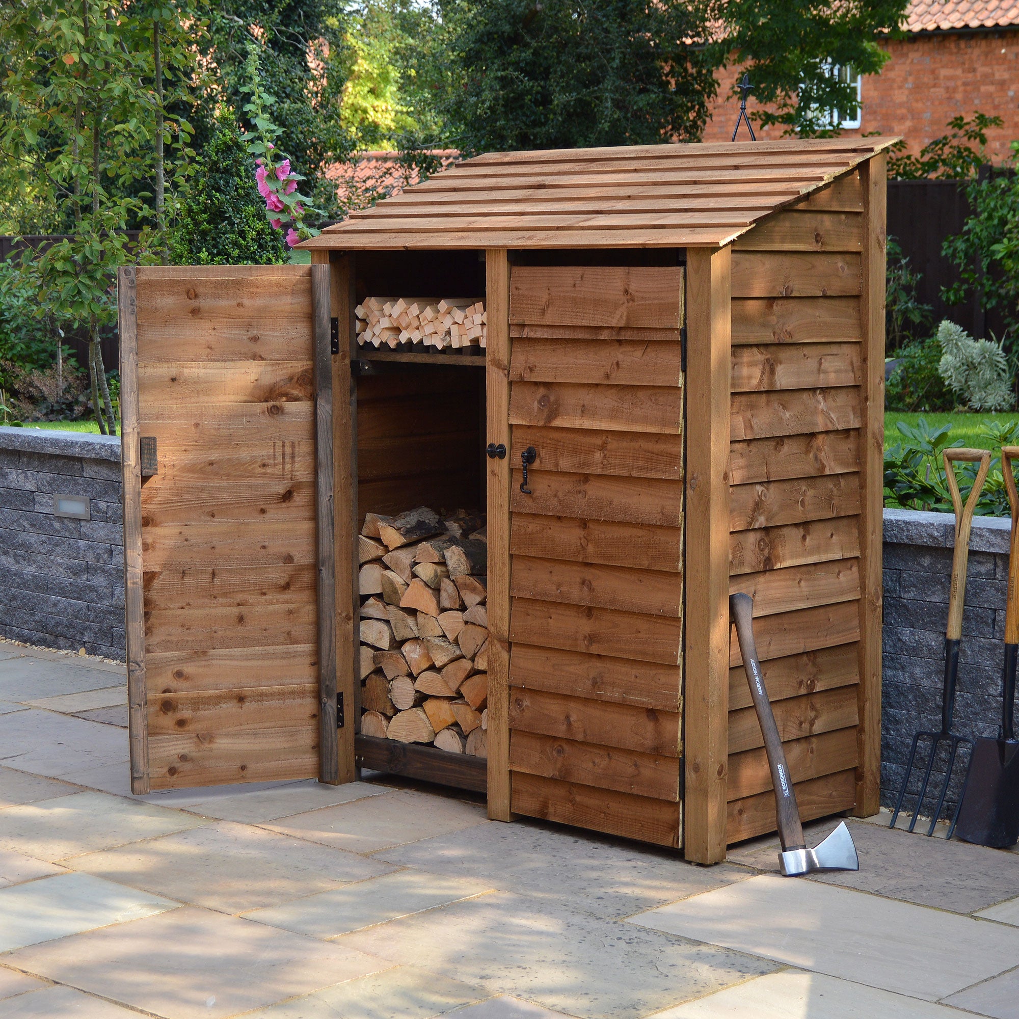 Cottesmore Log Store - Rustic Brown - Solid Panels - 5ft Wide x 6ft Tall