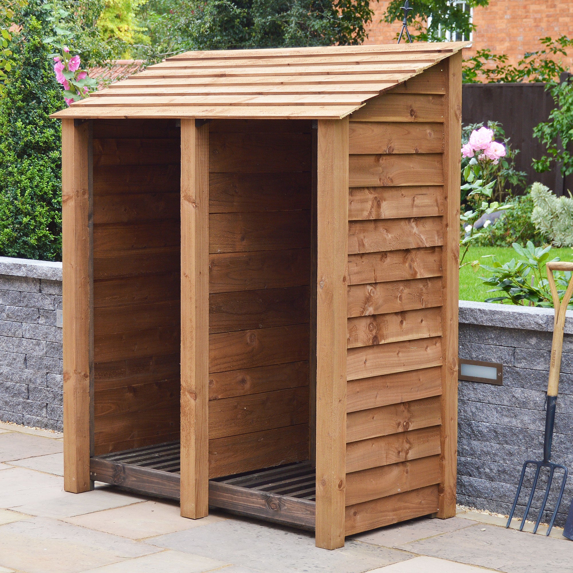 Cottesmore Log Store - Rustic Brown - Solid Panels - 5ft Wide x 6ft Tall - Clearance Grade