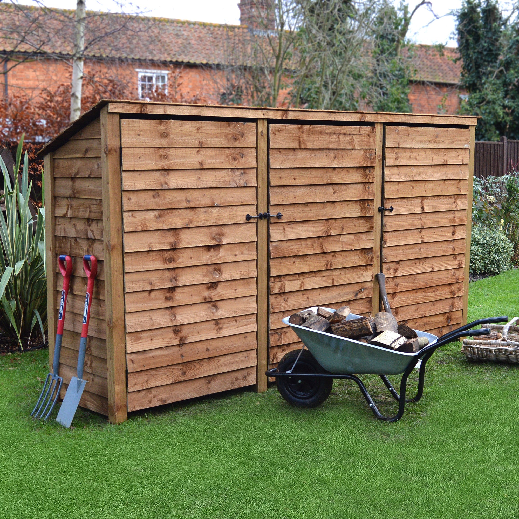 Empingham Log Store - Rustic Brown - Solid Panels - 11ft Wide x 6ft Tall