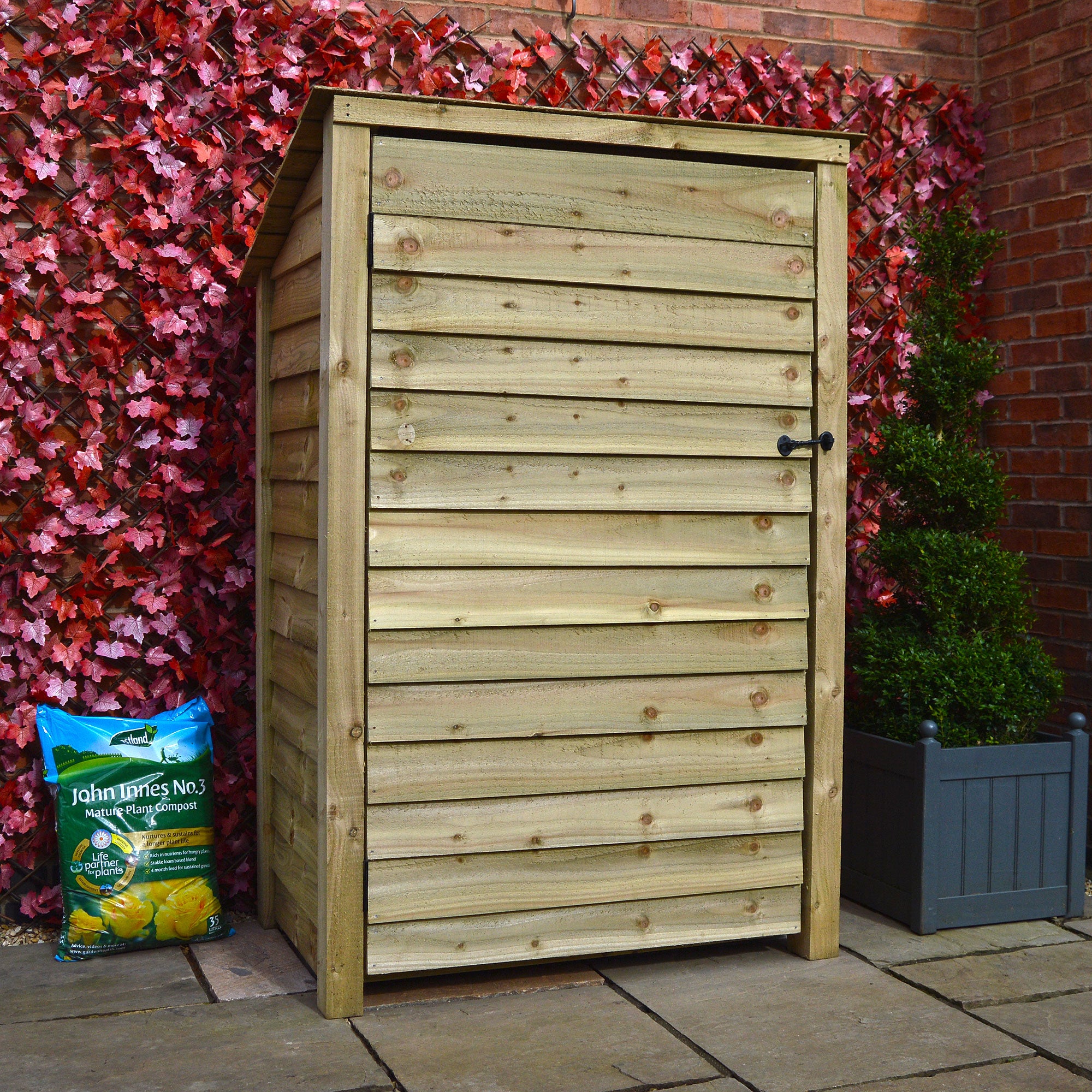Greetham Log Store - Light Green - Solid Panels - 4ft Wide x 6ft Tall - Clearance Grade