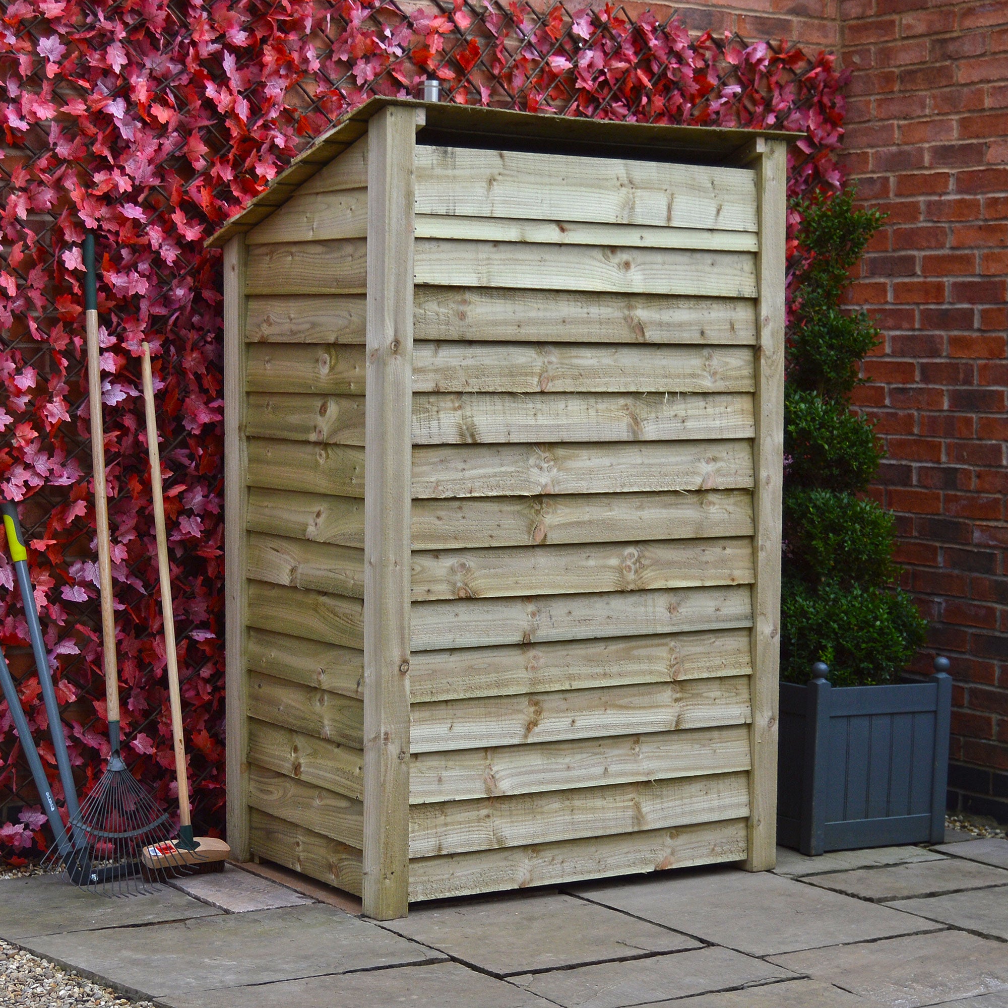 Greetham Log Store - Light Green - Solid Panels - 4ft Wide x 6ft Tall - Clearance Grade
