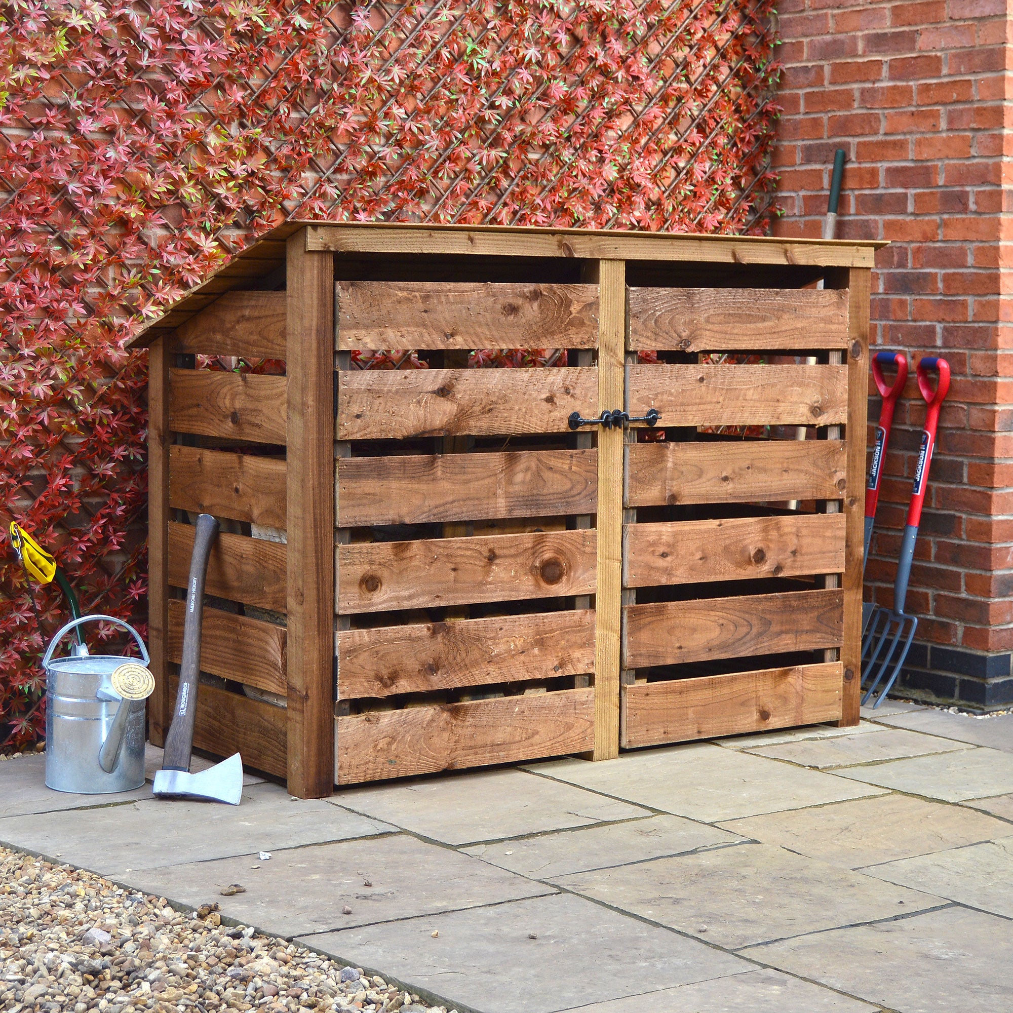 Hambleton Log Store - Rustic Brown - Slatted Panels - 6ft Wide x 4ft Tall
