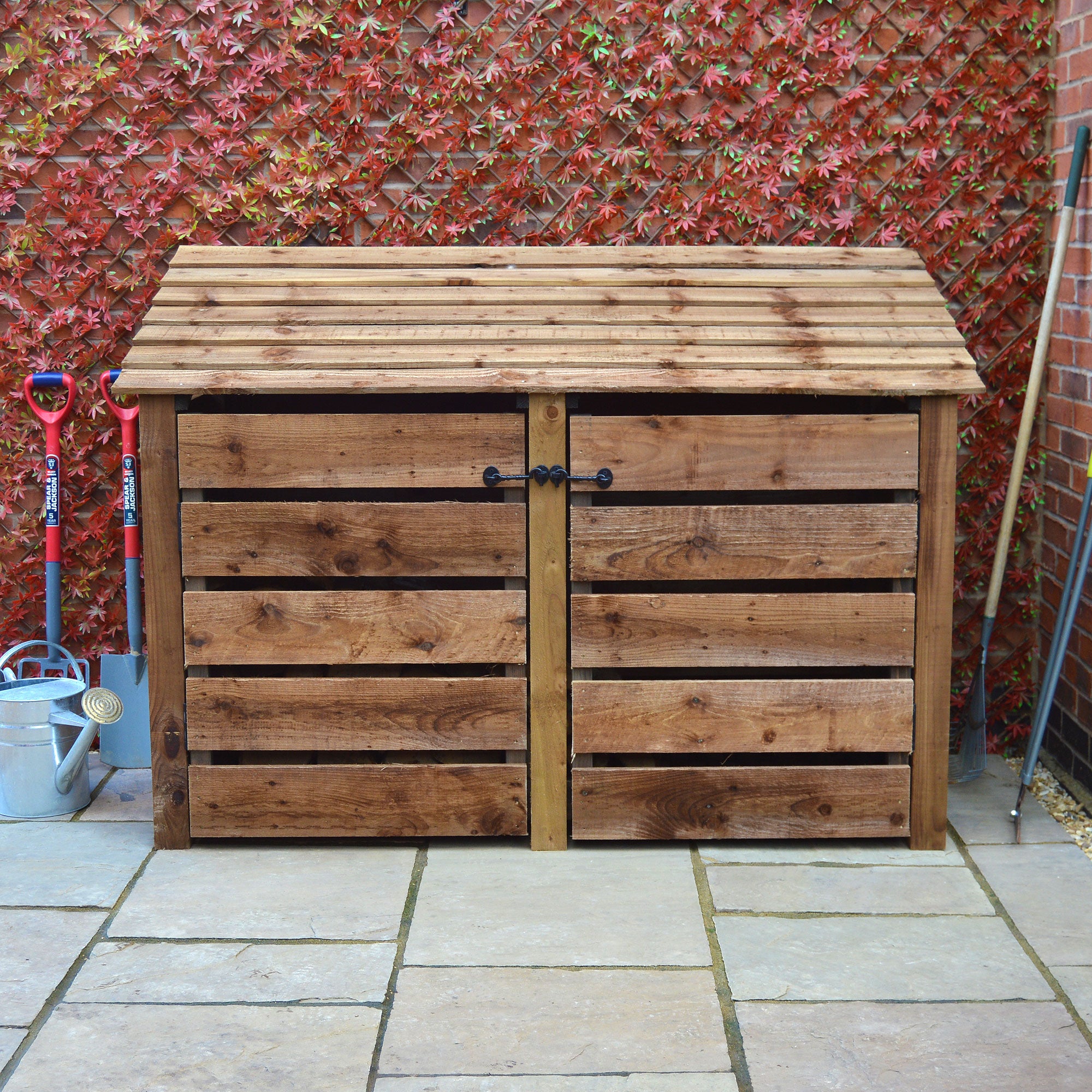 Hambleton Log Store - Rustic Brown - Slatted Panels - 6ft Wide x 4ft Tall