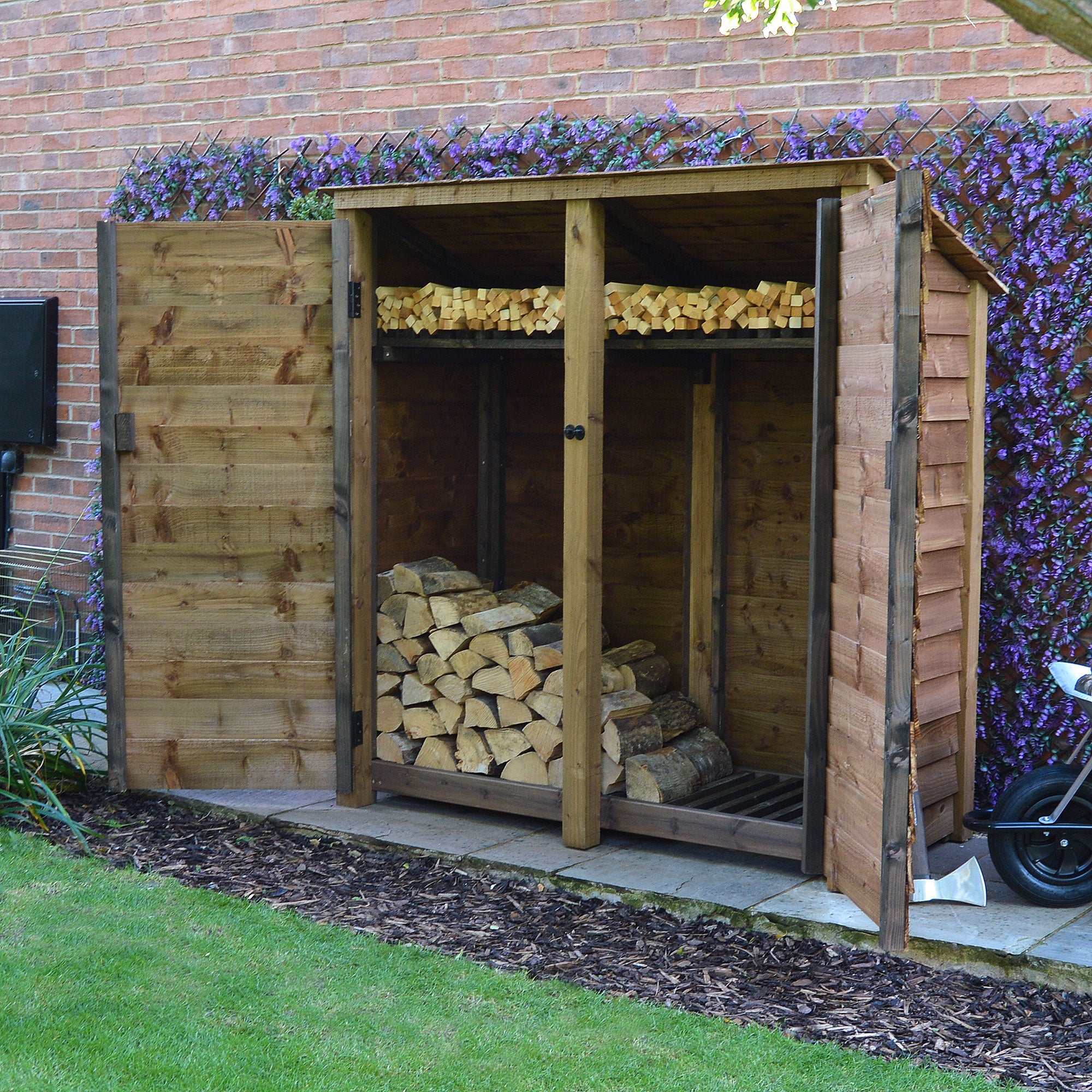 Hambleton Log Store - Rustic Brown - Solid Panels - 6ft Wide x 6ft Tall