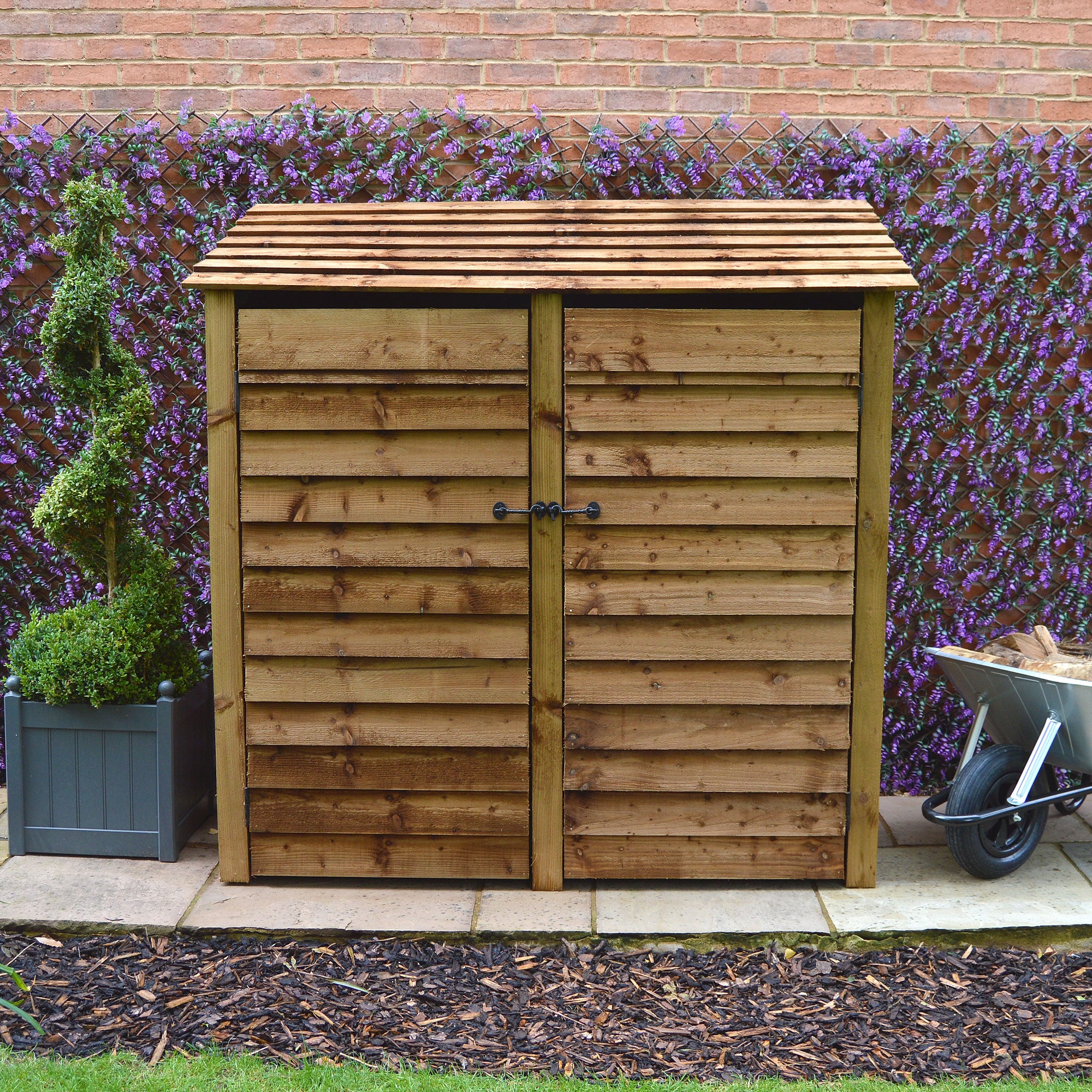 Hambleton Log Store - Rustic Brown - Solid Panels - 6ft Wide x 6ft Tall