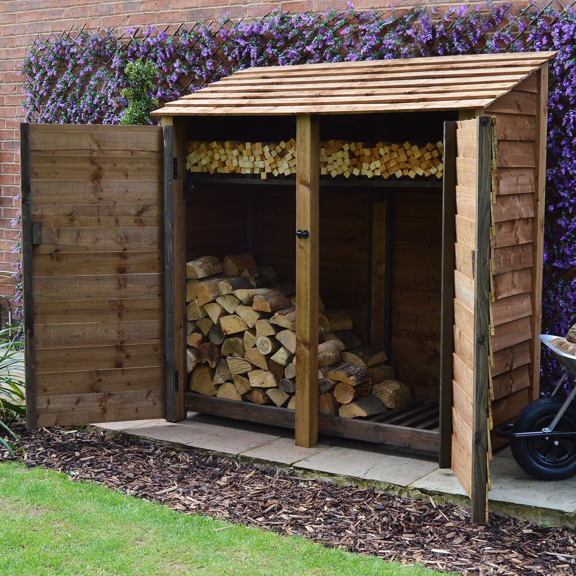 Hambleton Log Store - Rustic Brown - Solid Panels - 6ft Wide x 6ft Tall