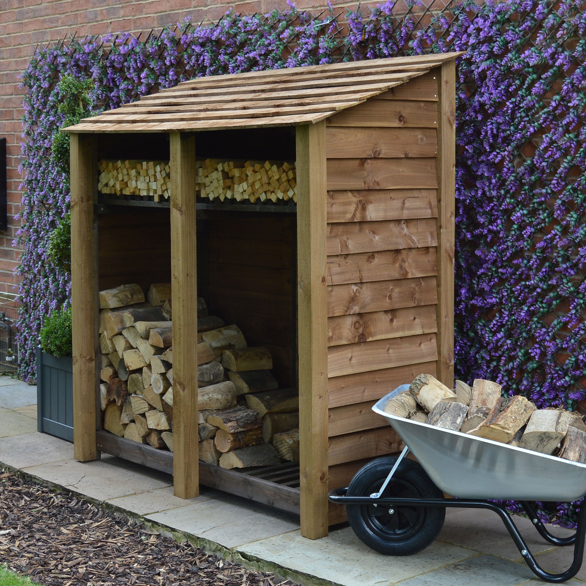 Hambleton Log Store - Rustic Brown - Solid Panels - 6ft Wide x 6ft Tall