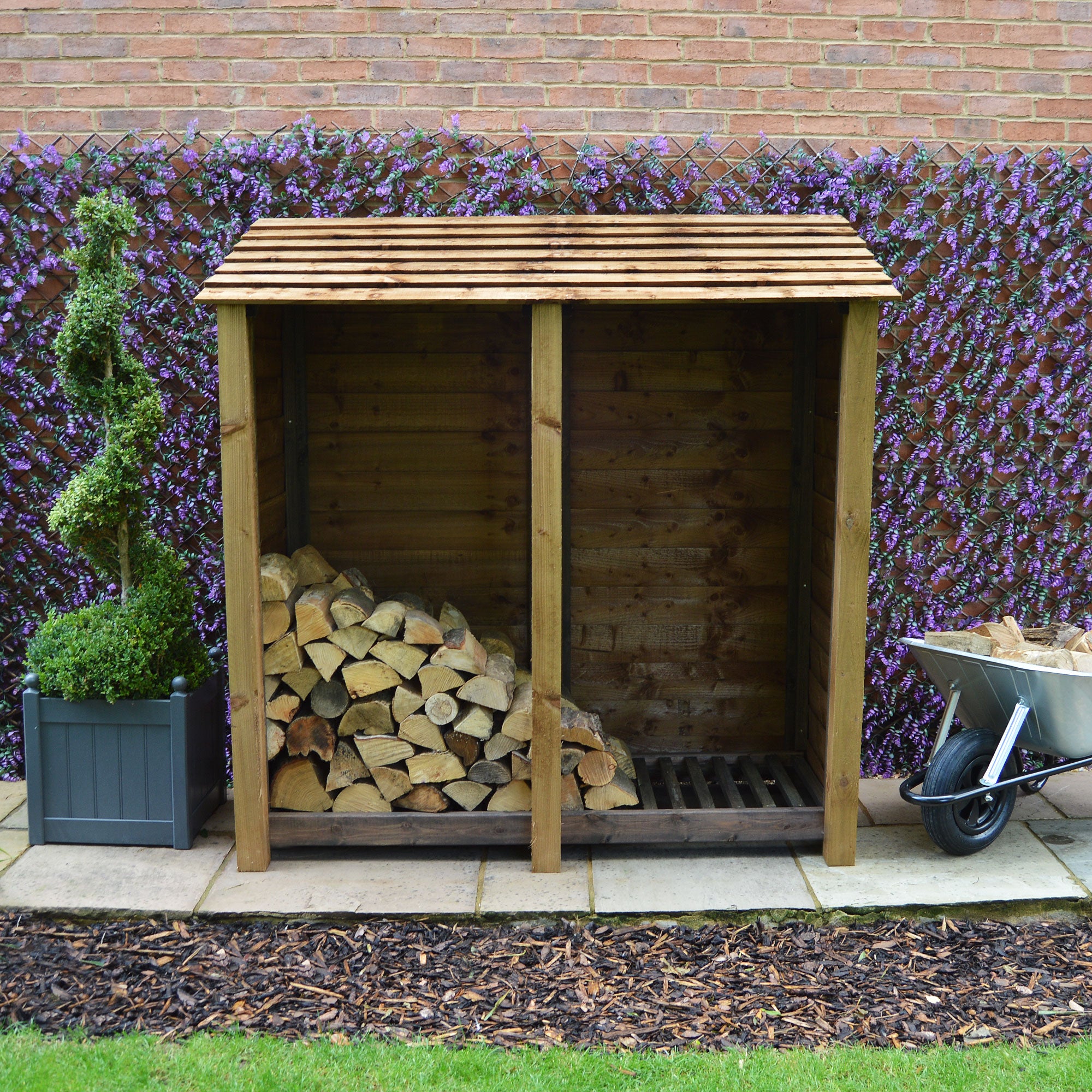 Hambleton Log Store - Rustic Brown - Solid Panels - 6ft Wide x 6ft Tall