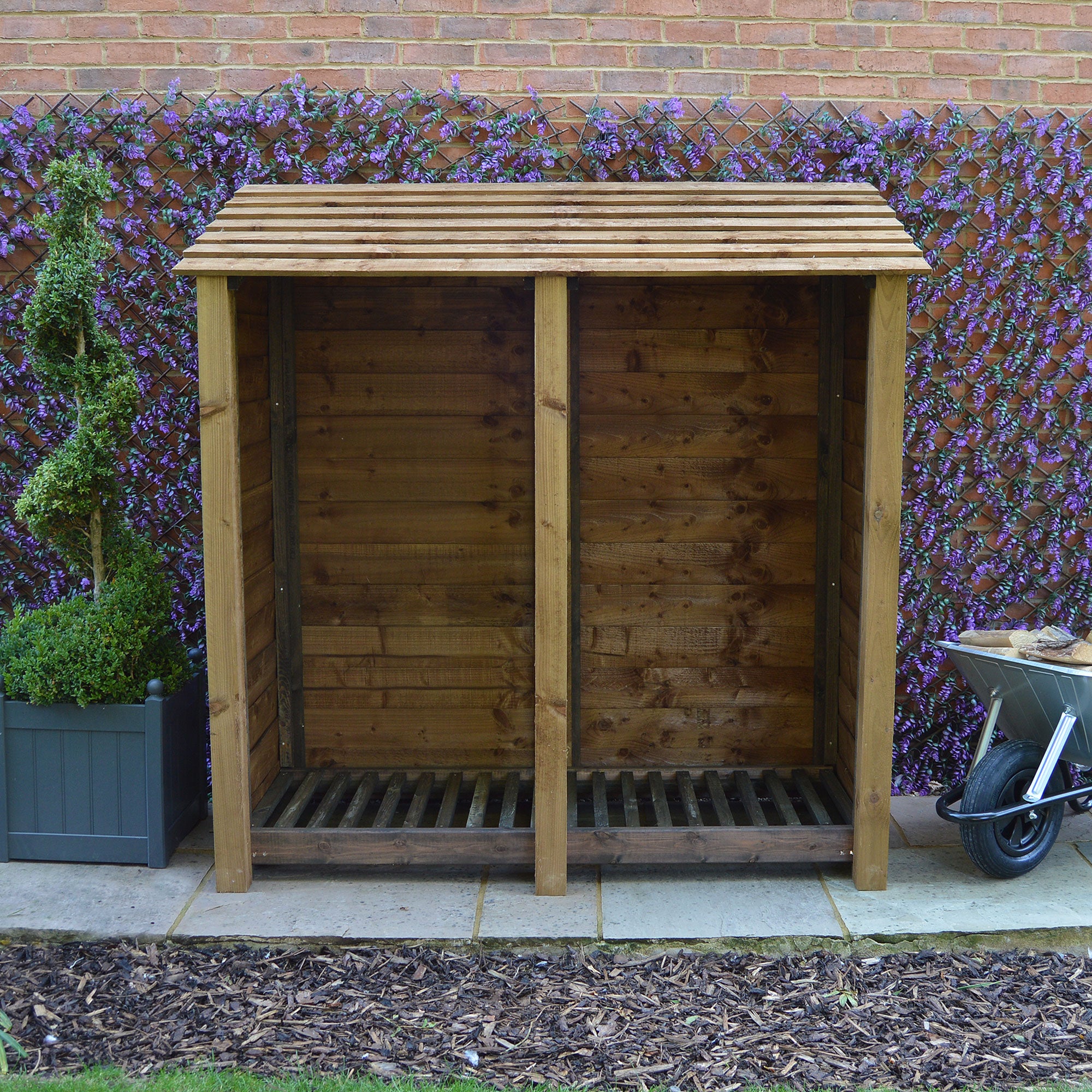 Hambleton Log Store - Rustic Brown - Solid Panels - 6ft Wide x 6ft Tall