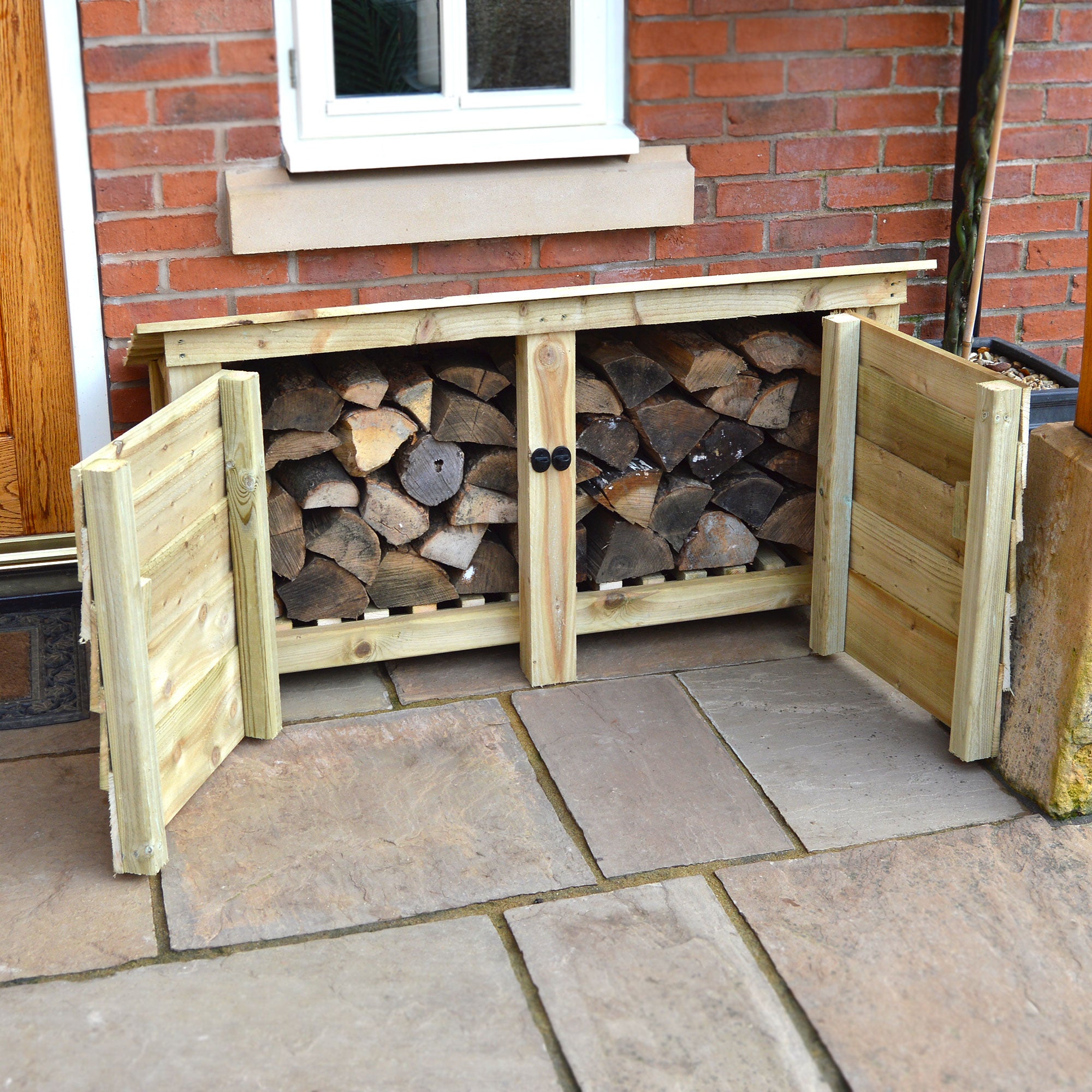 Langham Major Log Store - Light Green - Solid Panels