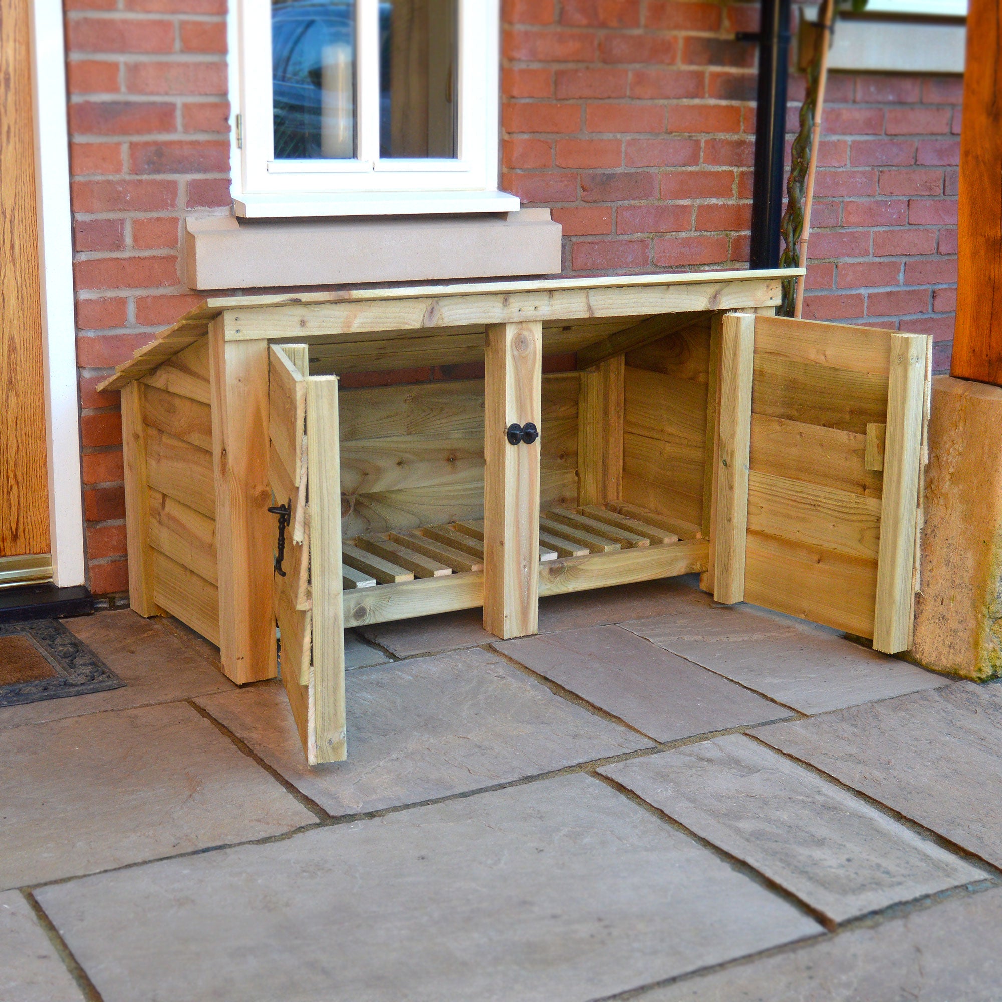 Langham Major Log Store - Light Green - Solid Panels