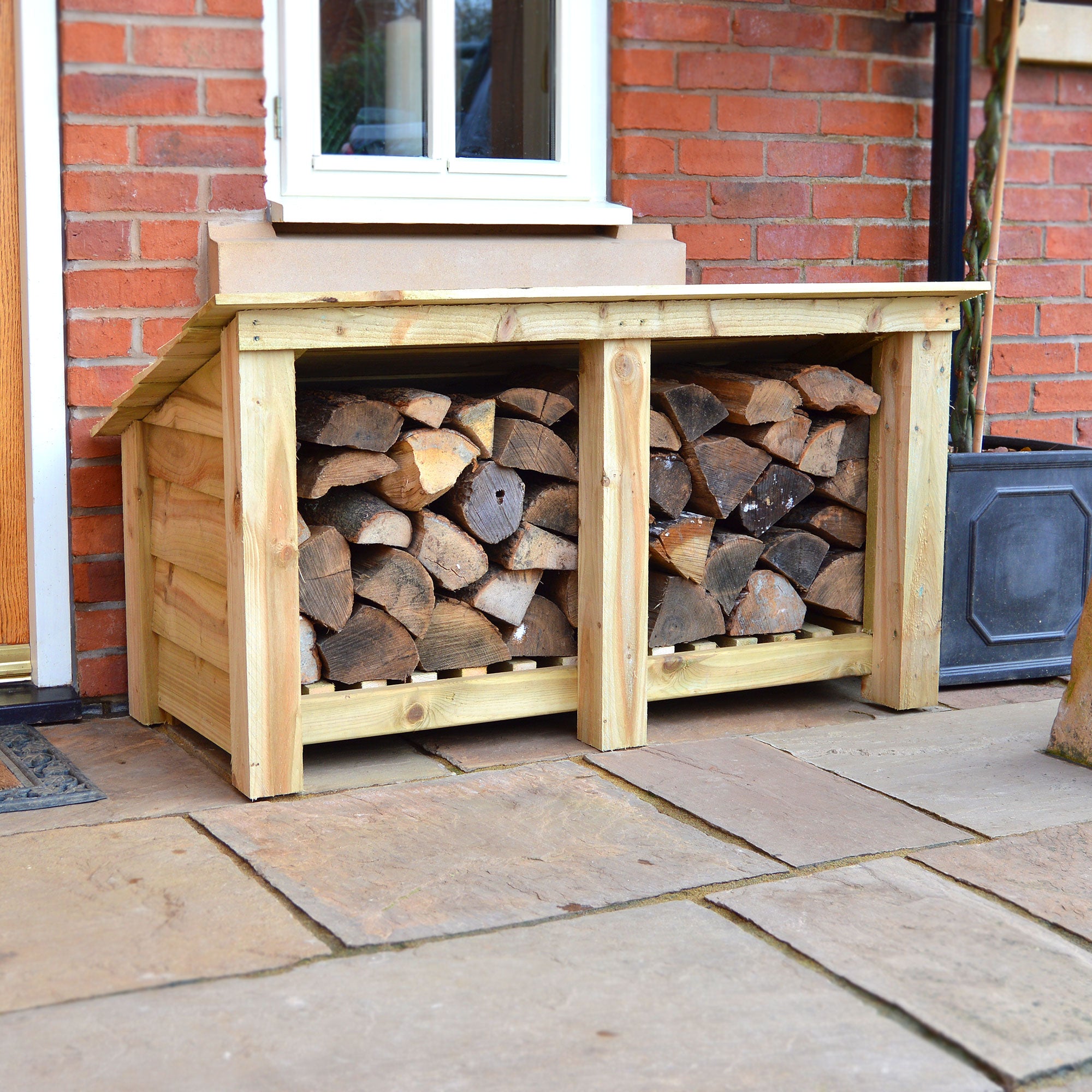 Langham Major Log Store - Light Green - Solid Panels