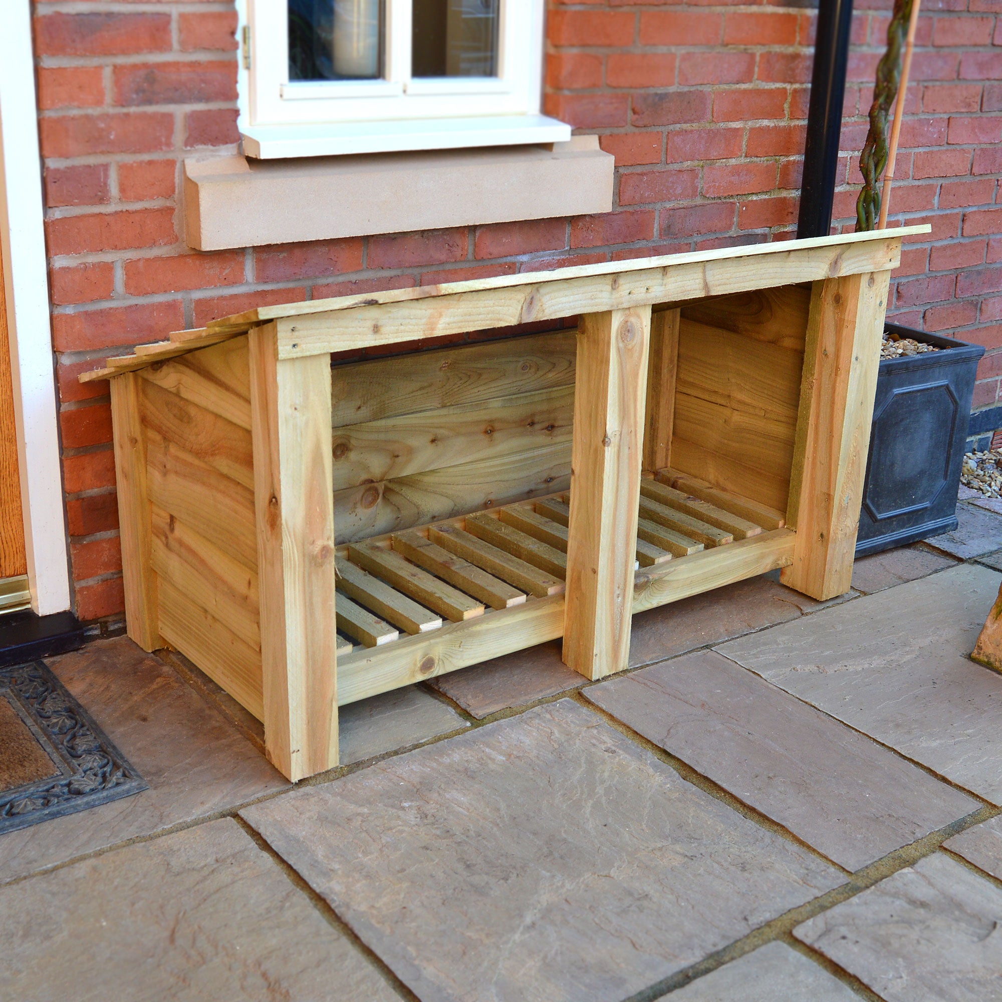 Langham Major Log Store - Light Green - Solid Panels