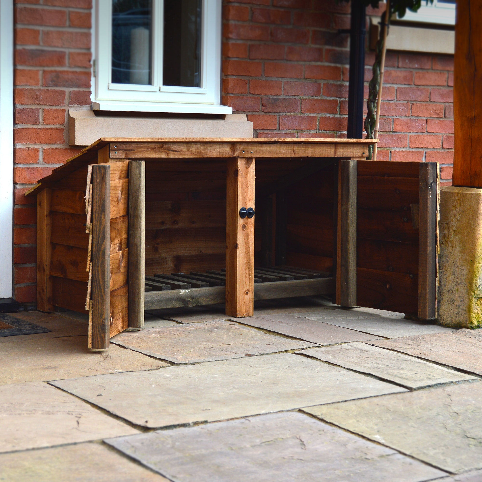 Langham Major Log Store - Rustic Brown - Solid Panels