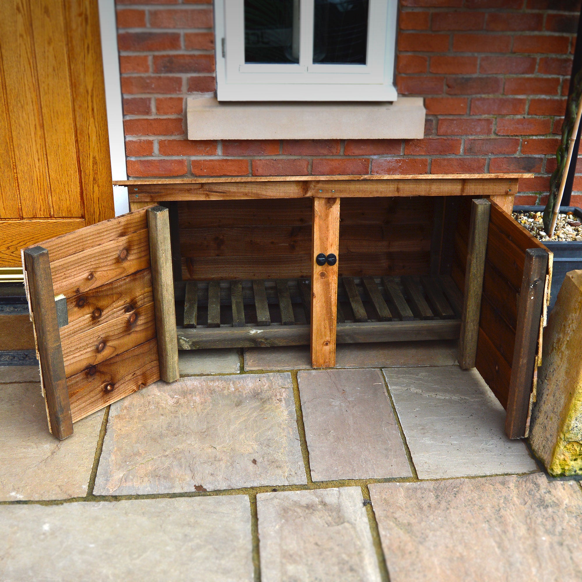 Langham Major Log Store - Rustic Brown - Solid Panels