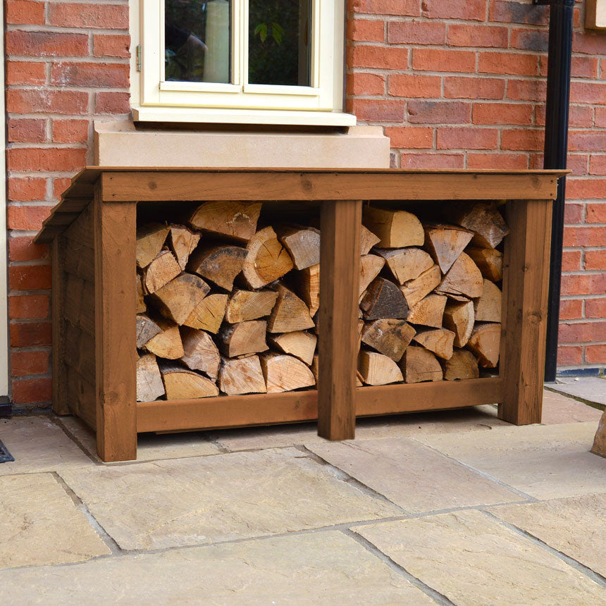 Langham Major Log Store - Rustic Brown - Solid Panels